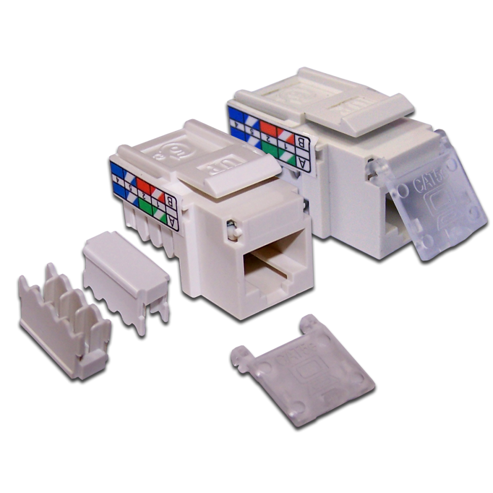 Модуль Keystone, RJ45, кат.5E, UTP, 90 градусов, со шторкой, белый