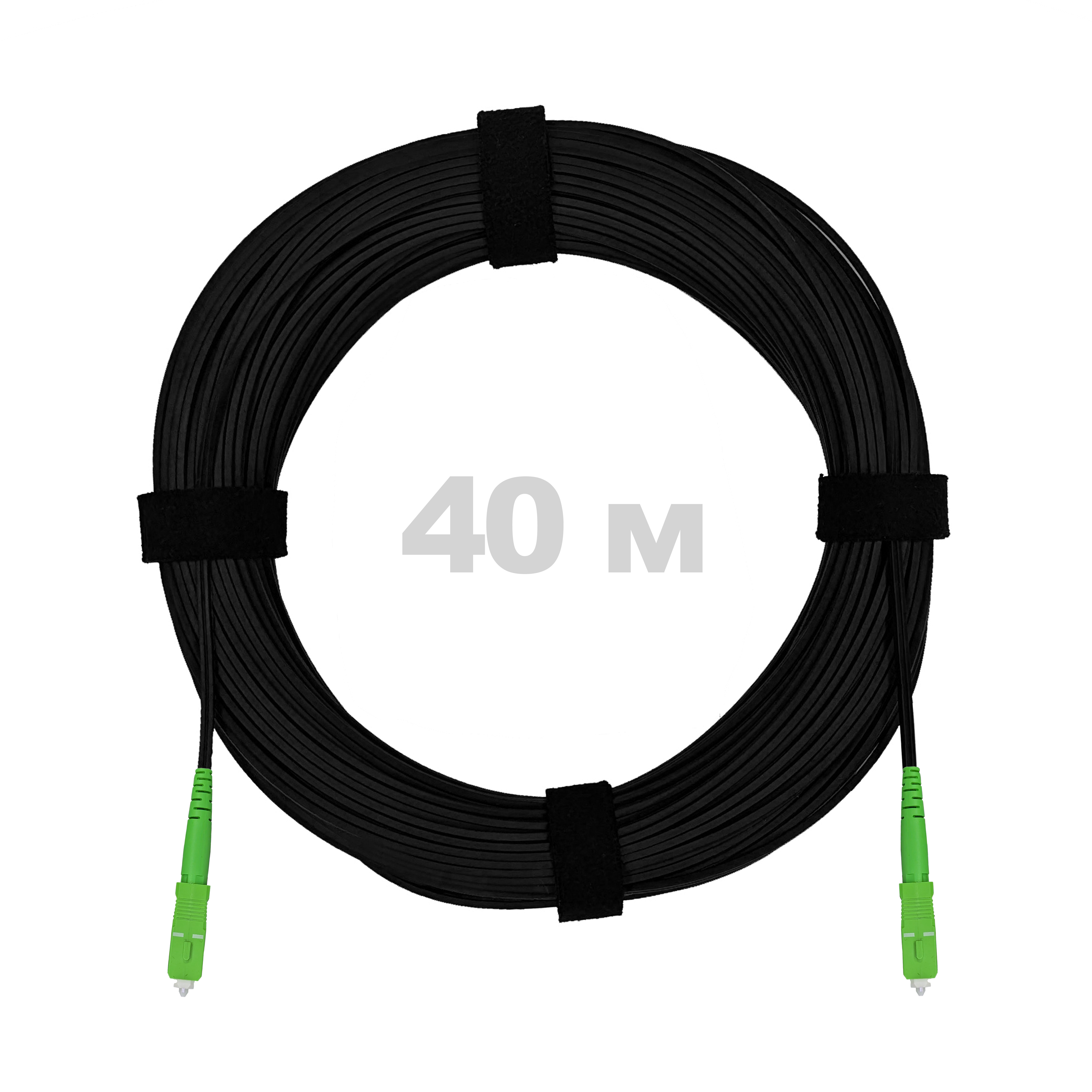 Патч-корд оптический FTTH, диэлектрик FRP, G.657, LSZH, 2x SC/APC, черный 40 м