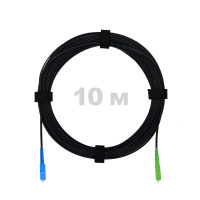 Патч-корд оптический FTTH с выносным силовым элементом, диэлектрик FRP, G.657, LSZH, SC/APC-SC/UPC, чёрный, 10 м