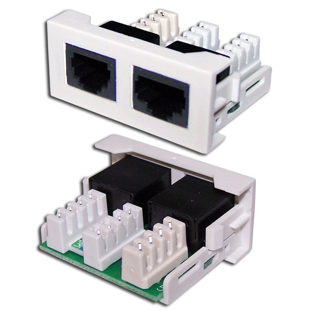 Вставка Mosaic 22.5x45 1xRJ45 Cat.5e + 1xRJ12 Cat.3, белая