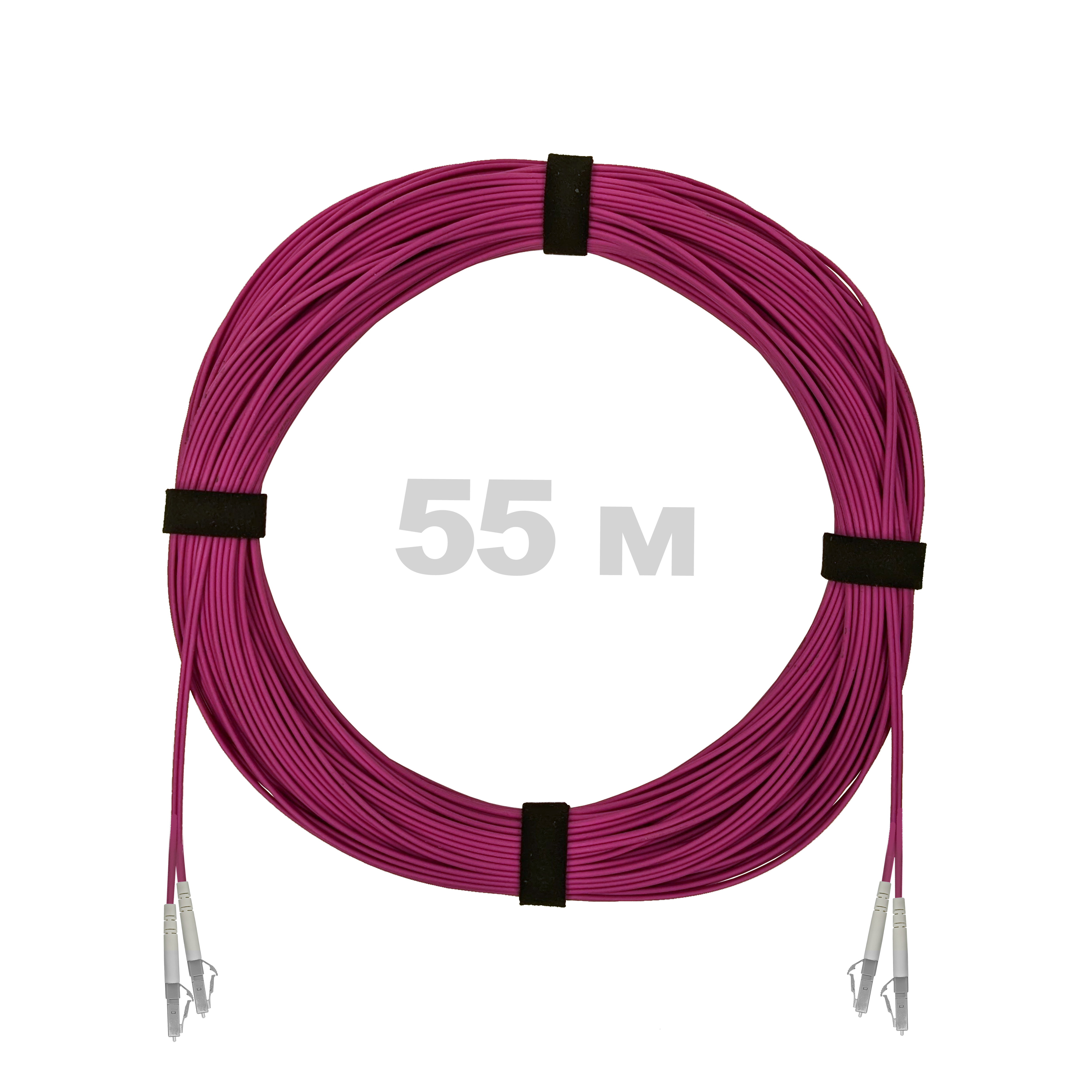 Патч-корд оптический LC/UPC-LC/UPC MM (OM4) 2mm duplex LSZH,  55 м.