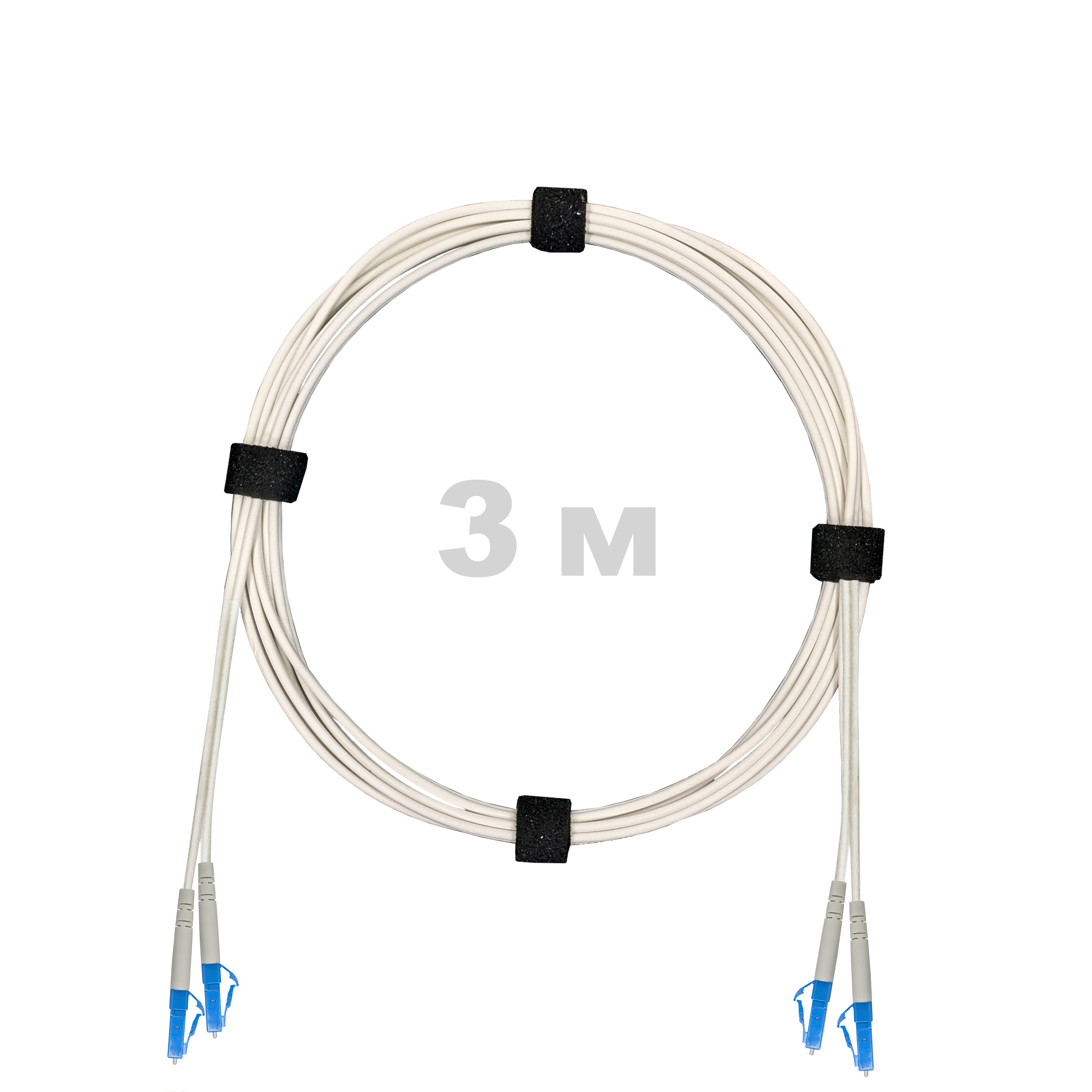 Патч-корд оптический армированный бронированный LC/UPC-LC/UPC SM (G.657A1) Duplex 3.0mm LSZH, ,белый, 3 м.