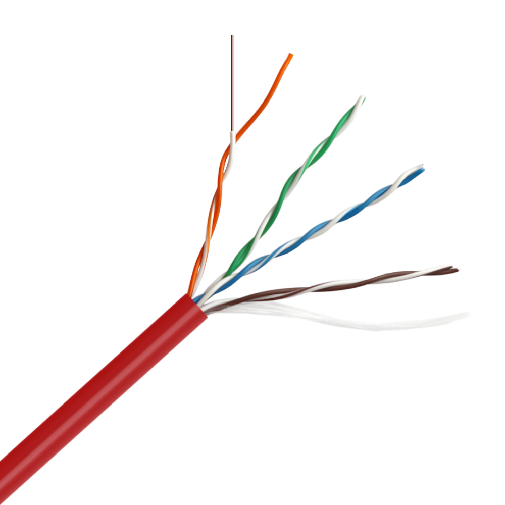 Кабель UTP, 4 пары, Кат. 5e, LSZH, красный, 305м в кат., LANMASTER LAN-5EUTP-LSZH-RD