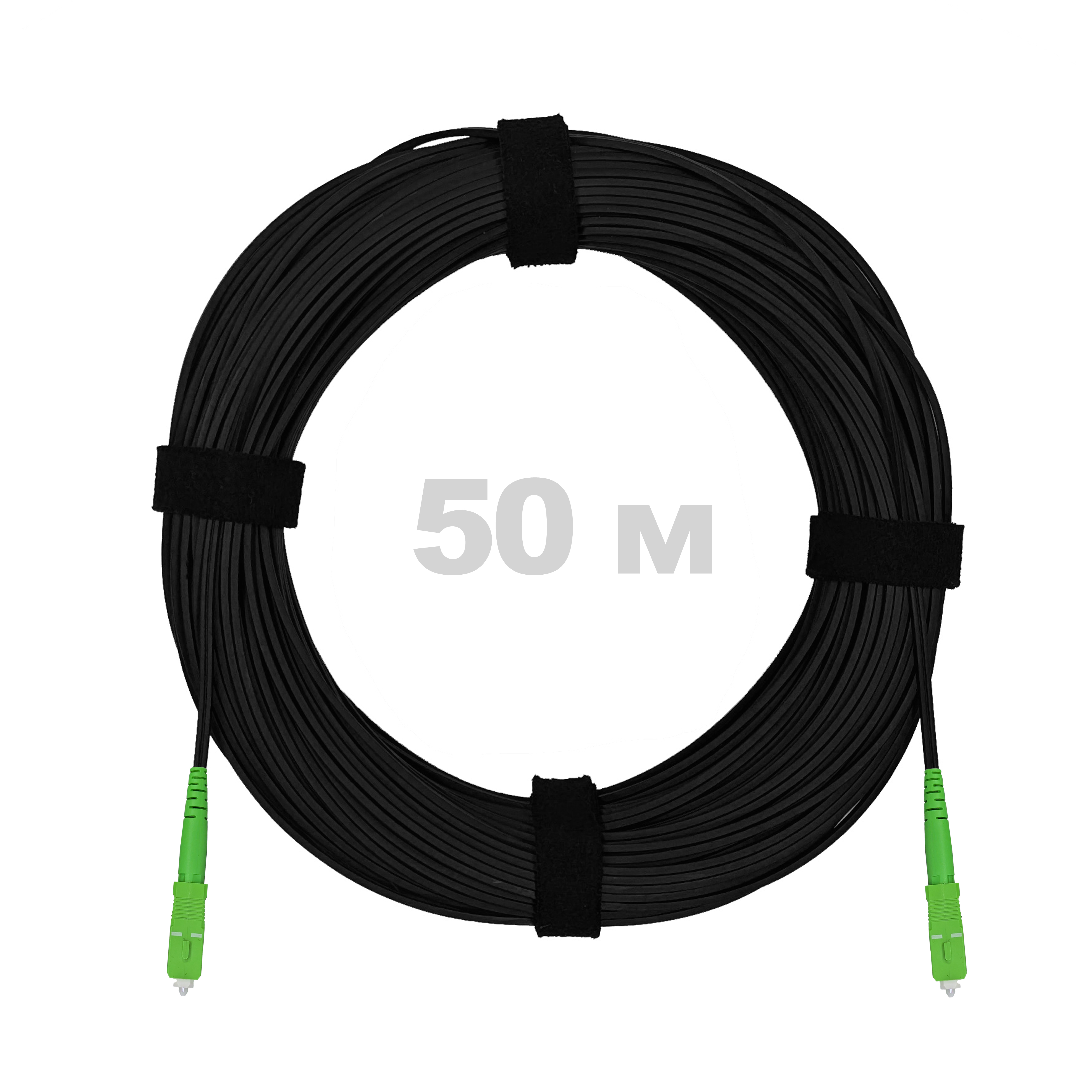 Патч-корд оптический FTTH, диэлектрик FRP, G.657, LSZH, 2x SC/APC, черный 50 м