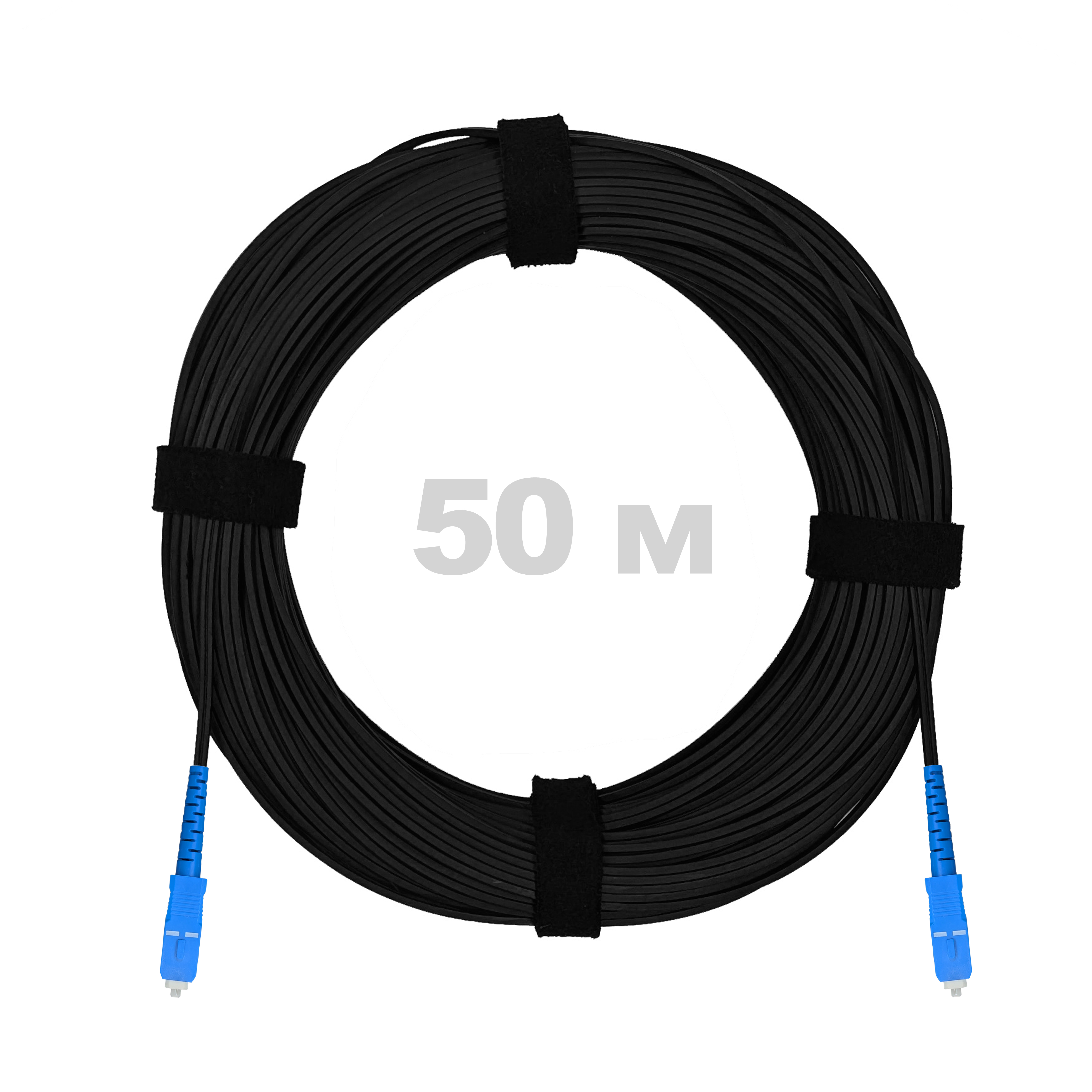 Патч-корд оптический FTTH, диэлектрик FRP, G.657, LSZH, 2x SC/UPC, черный 50 м