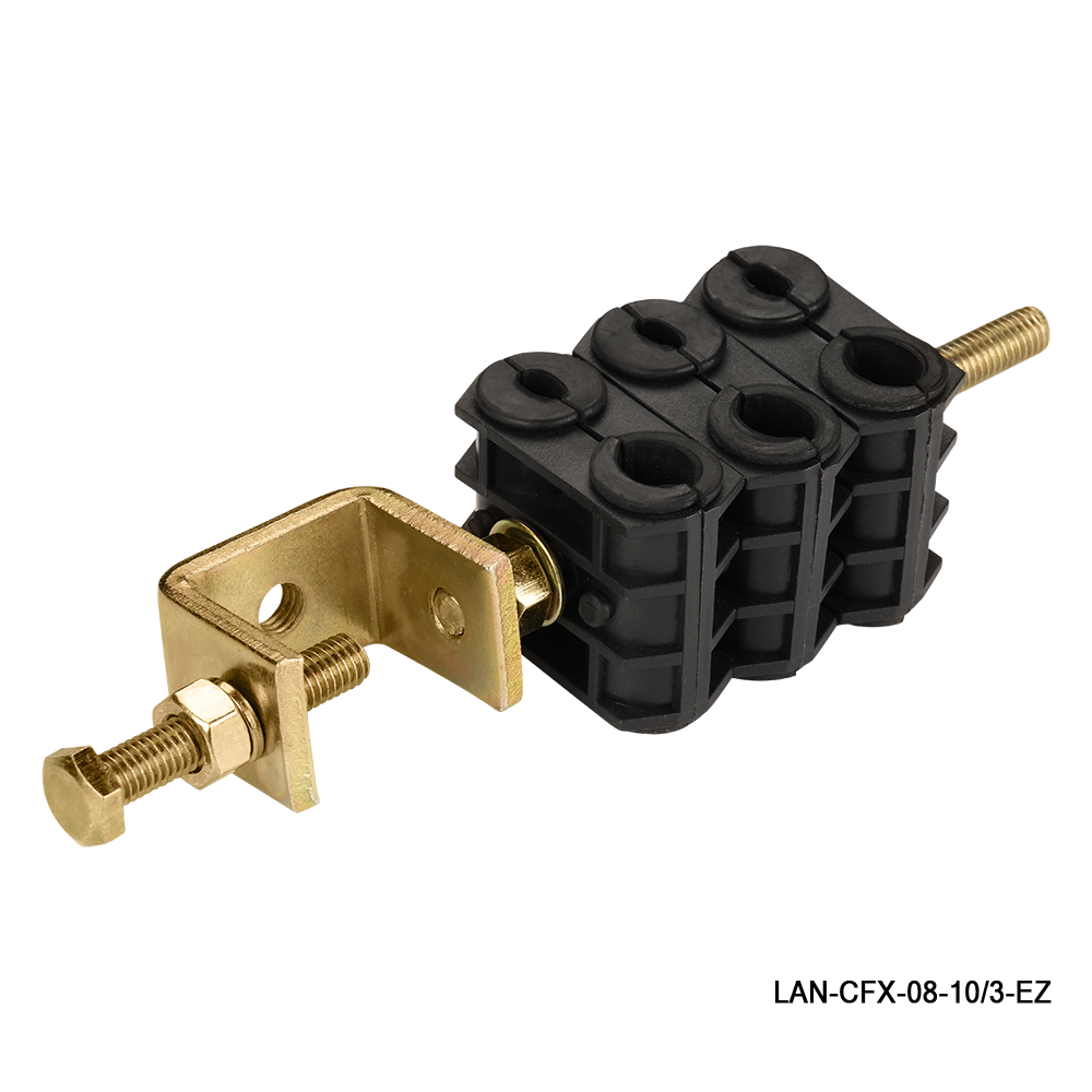 Комплект крепления для оптических кабелей и кабелей питания, со струбциной