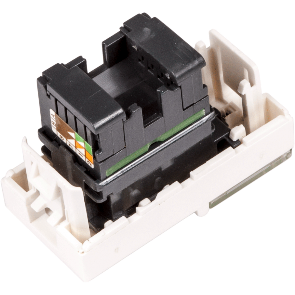 Вставка Mosaic 22.5x45, RJ-45 UTP, кат.6, со шторкой и увеличенным окном маркировки, белая__