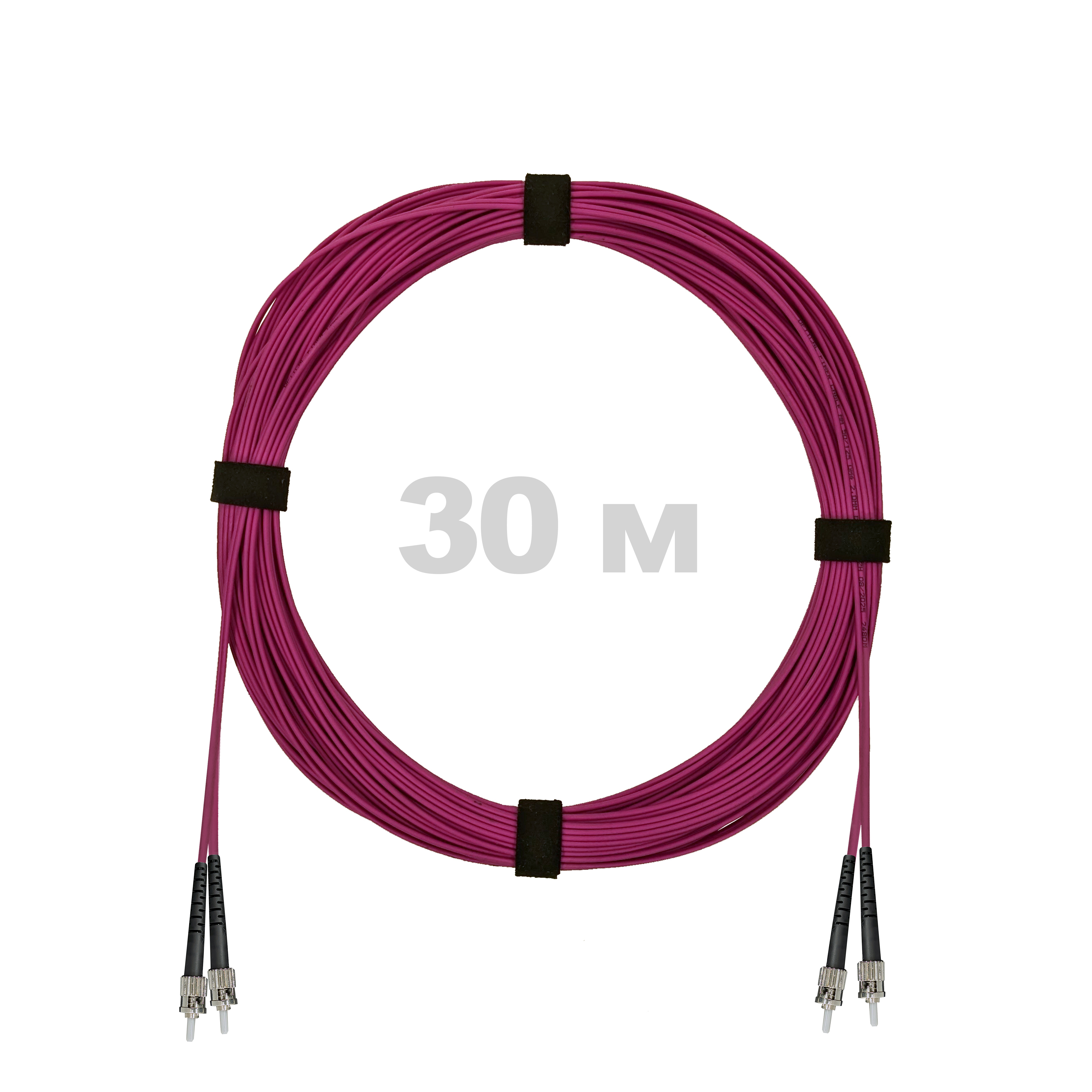 Патч-корд оптический ST/PC-ST/PC MM (OM4) 3mm duplex LSZH,  30 м.
