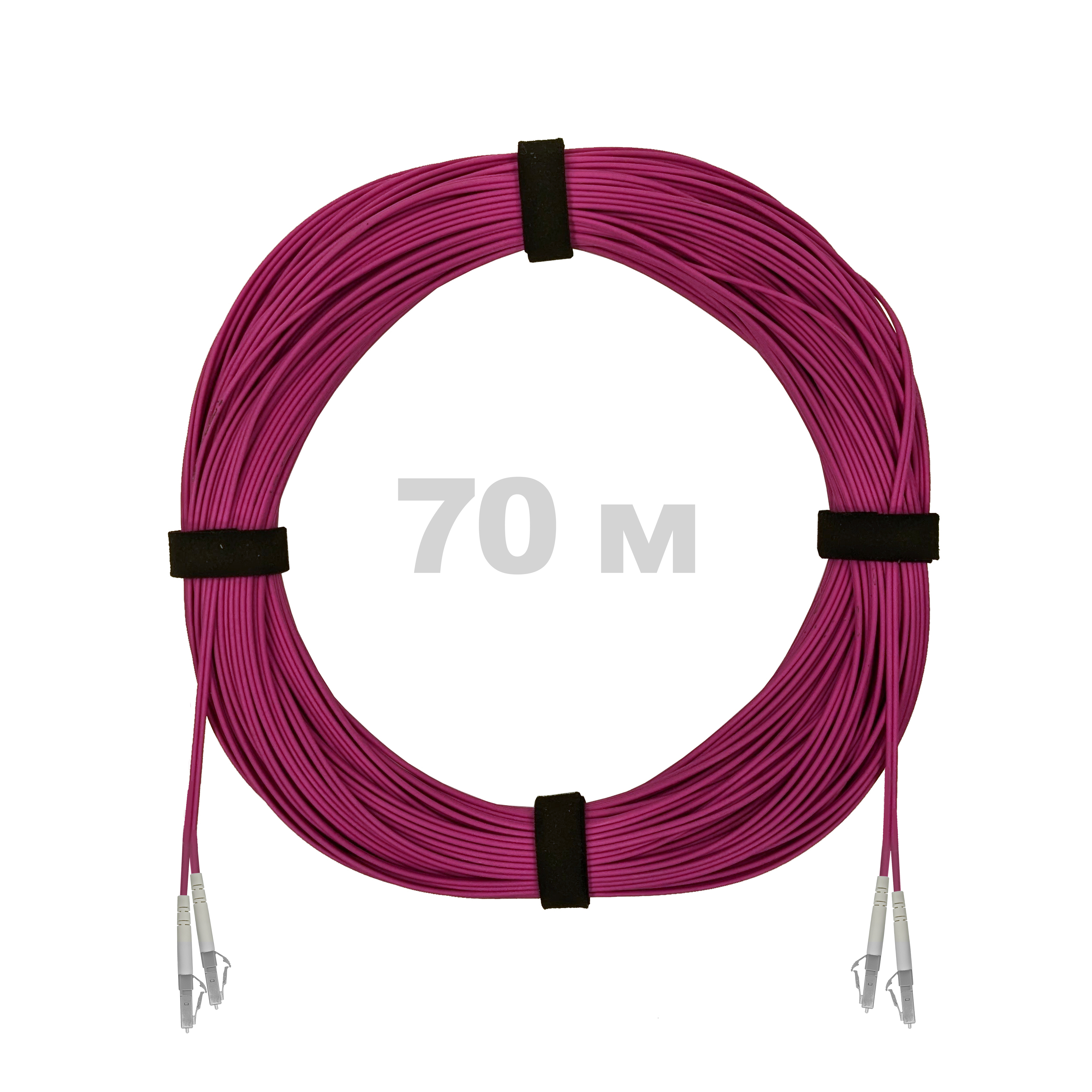 Патч-корд оптический LC/UPC-LC/UPC MM (OM4) 3mm duplex LSZH,  70 м.