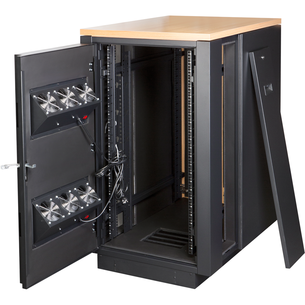 Шкаф LANMASTER SOUNDPROOF звукоизолированный 24U 750x1130 мм, отделка под дерево, цвет лиственница__