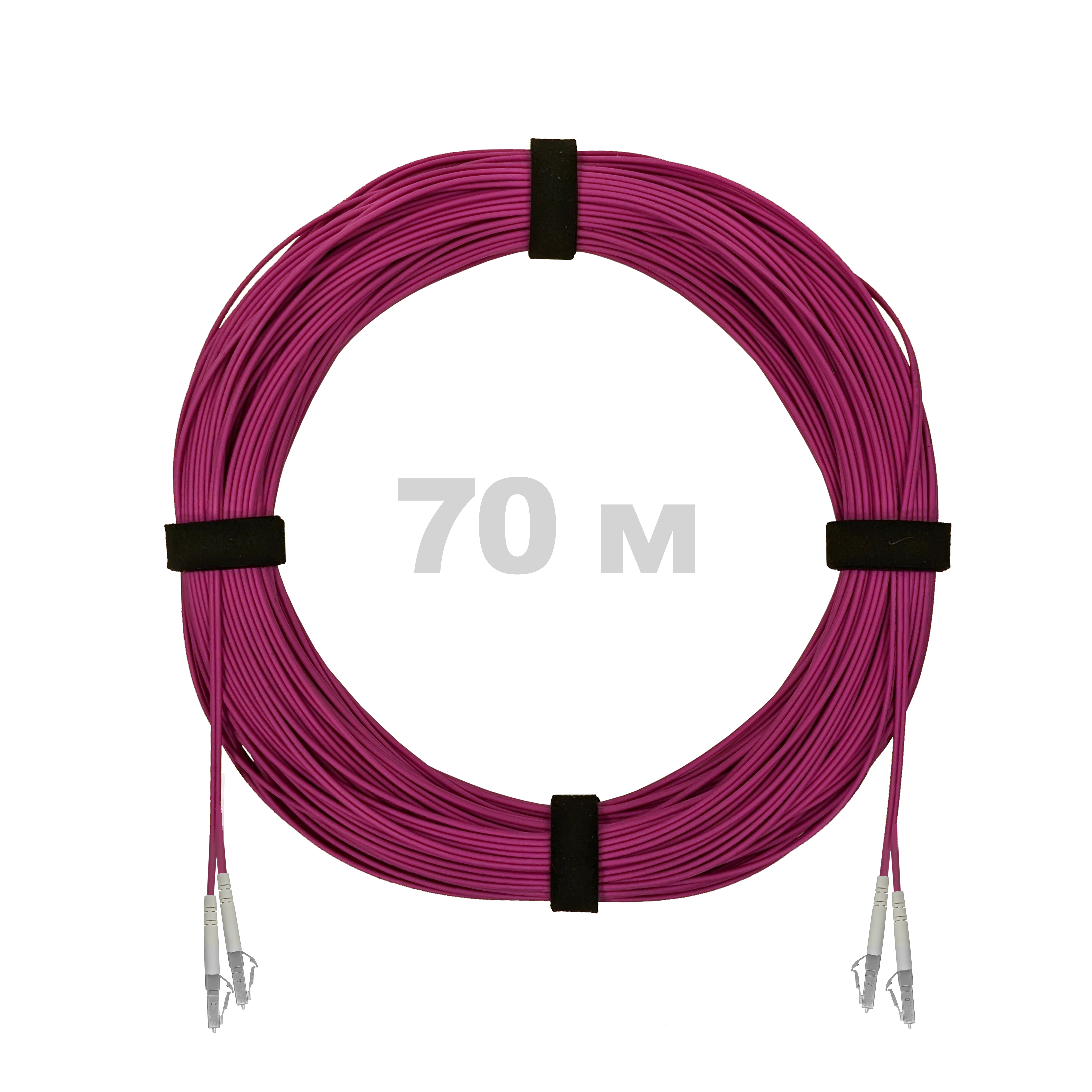 Патч-корд оптический LC/UPC-LC/UPC MM (OM4) 2mm duplex LSZH,  70 м.