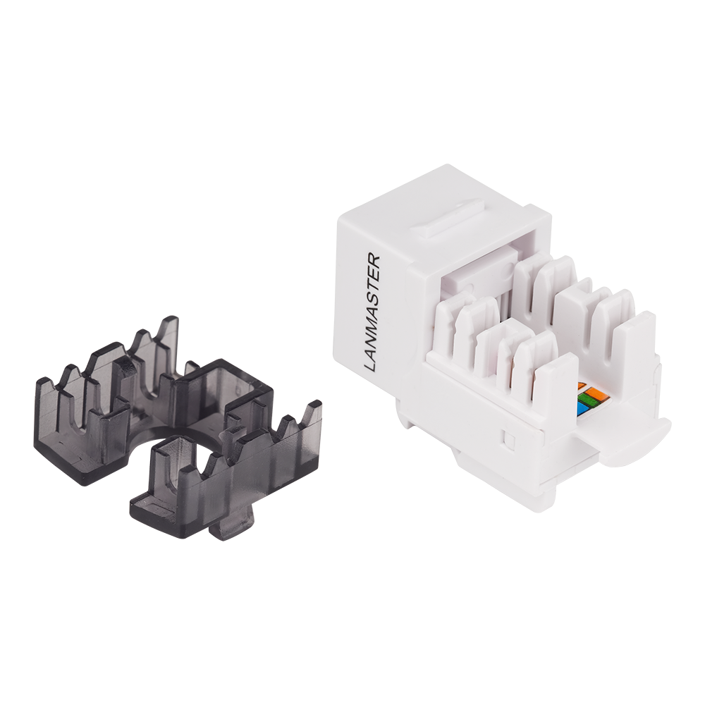 Модуль Keystone, RJ45, неэкранированный, кат.6A, без шторки, 90 градусов, белый__