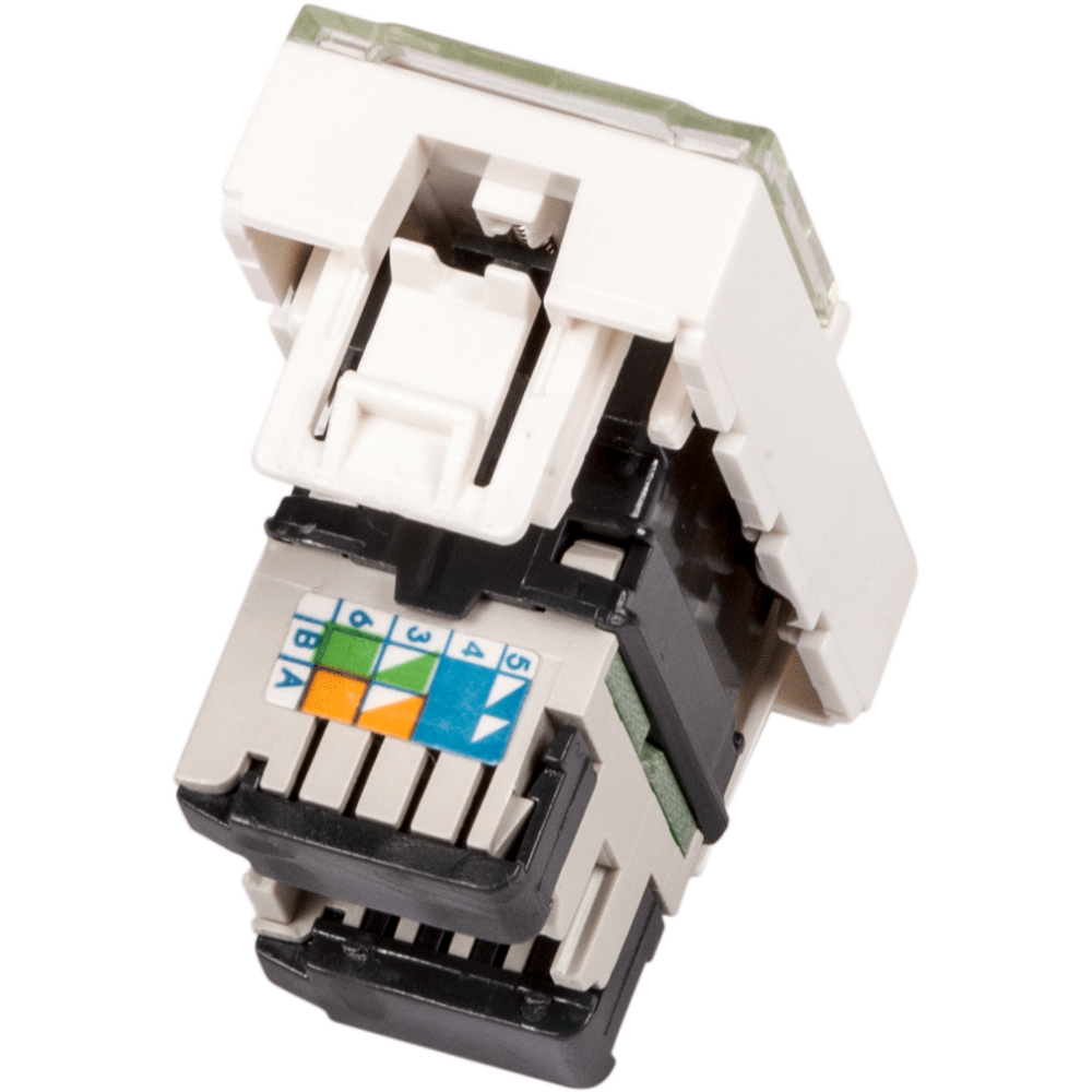 Вставка Mosaic 22.5x45, RJ-45 UTP, кат.5e, со шторкой и увеличенным окном маркировки, белая__