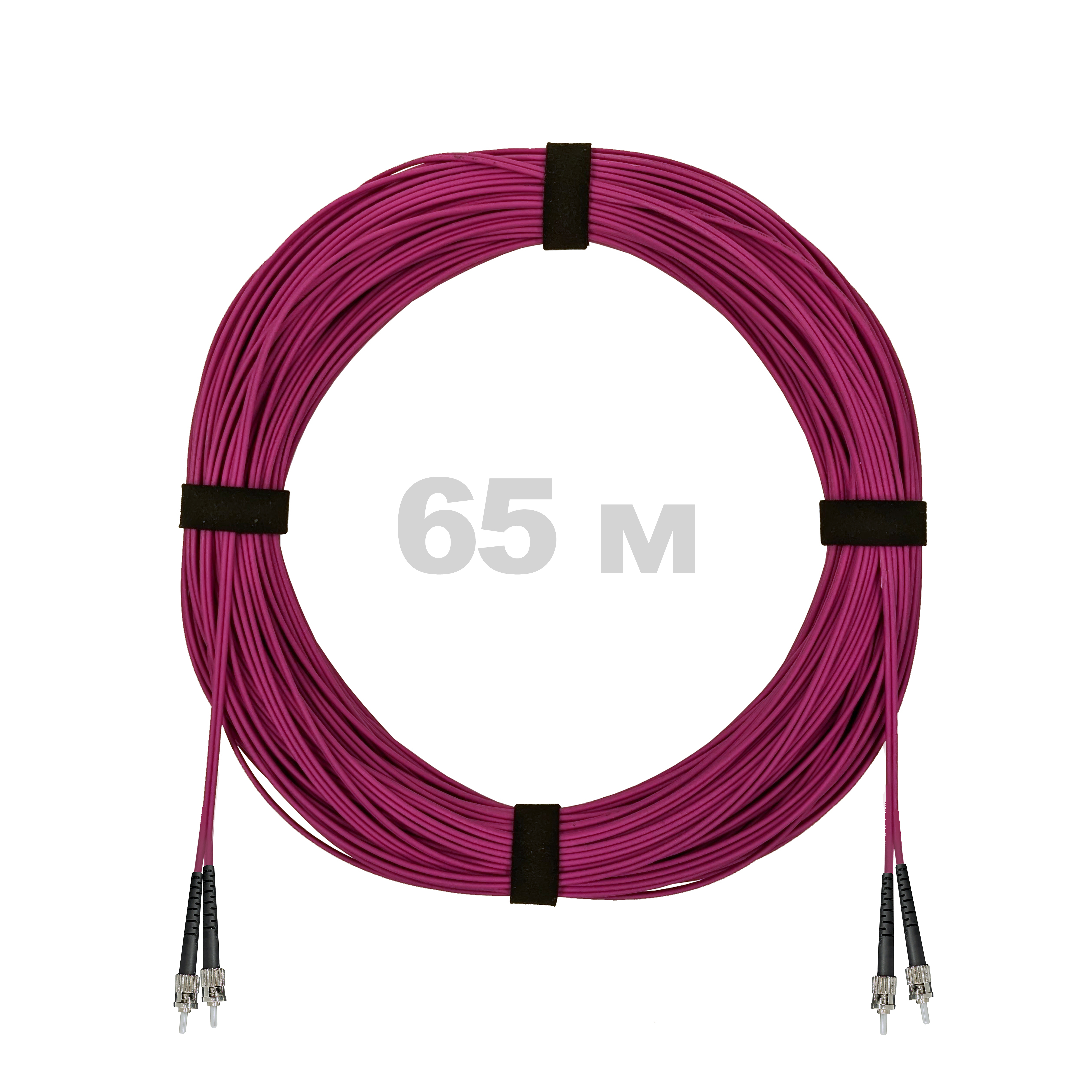 Патч-корд оптический ST/PC-ST/PC MM (OM4) 3mm duplex LSZH,  65 м.