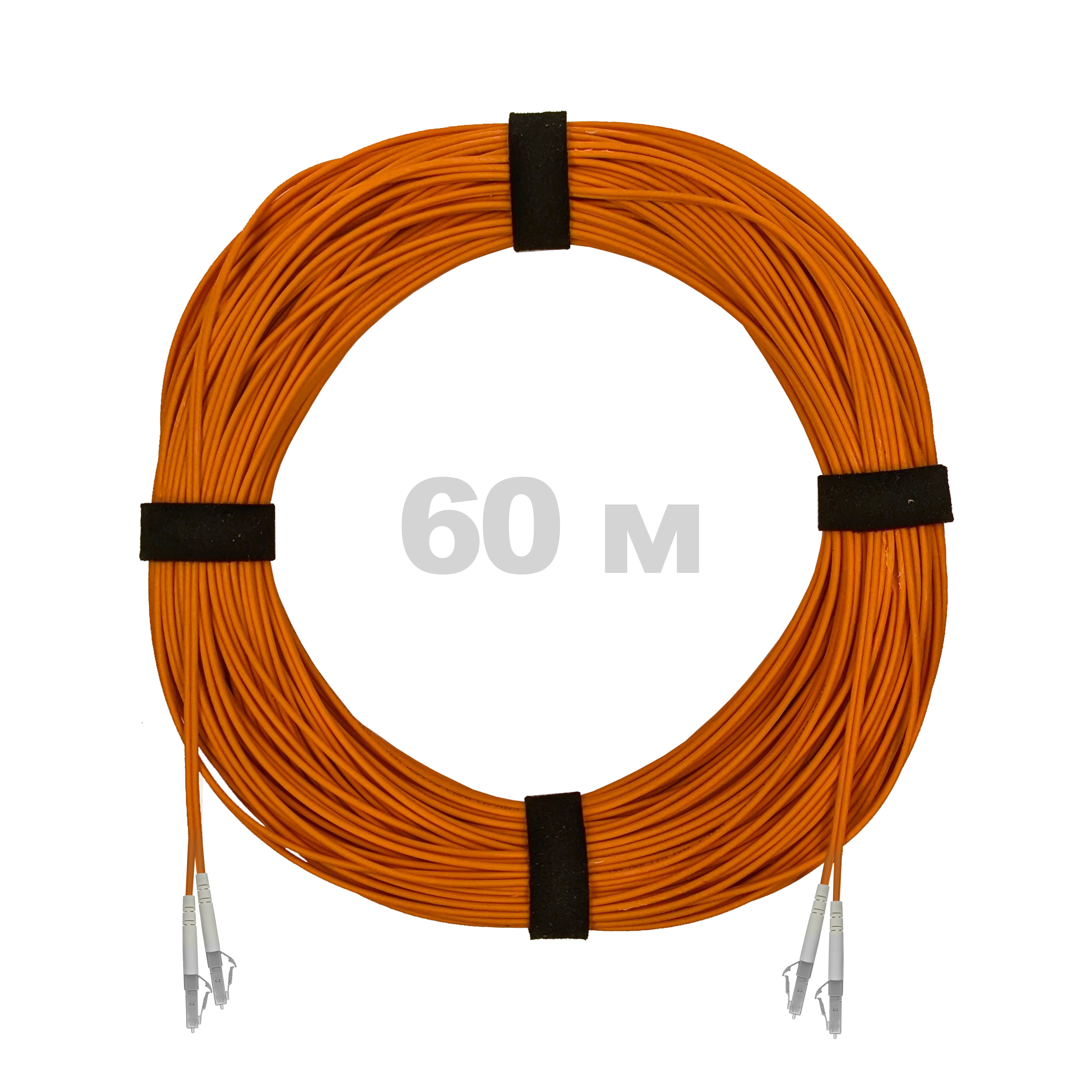 Патч-корд оптический LC/UPC-LC/UPC MM (OM2) 3mm duplex LSZH,  60 м.