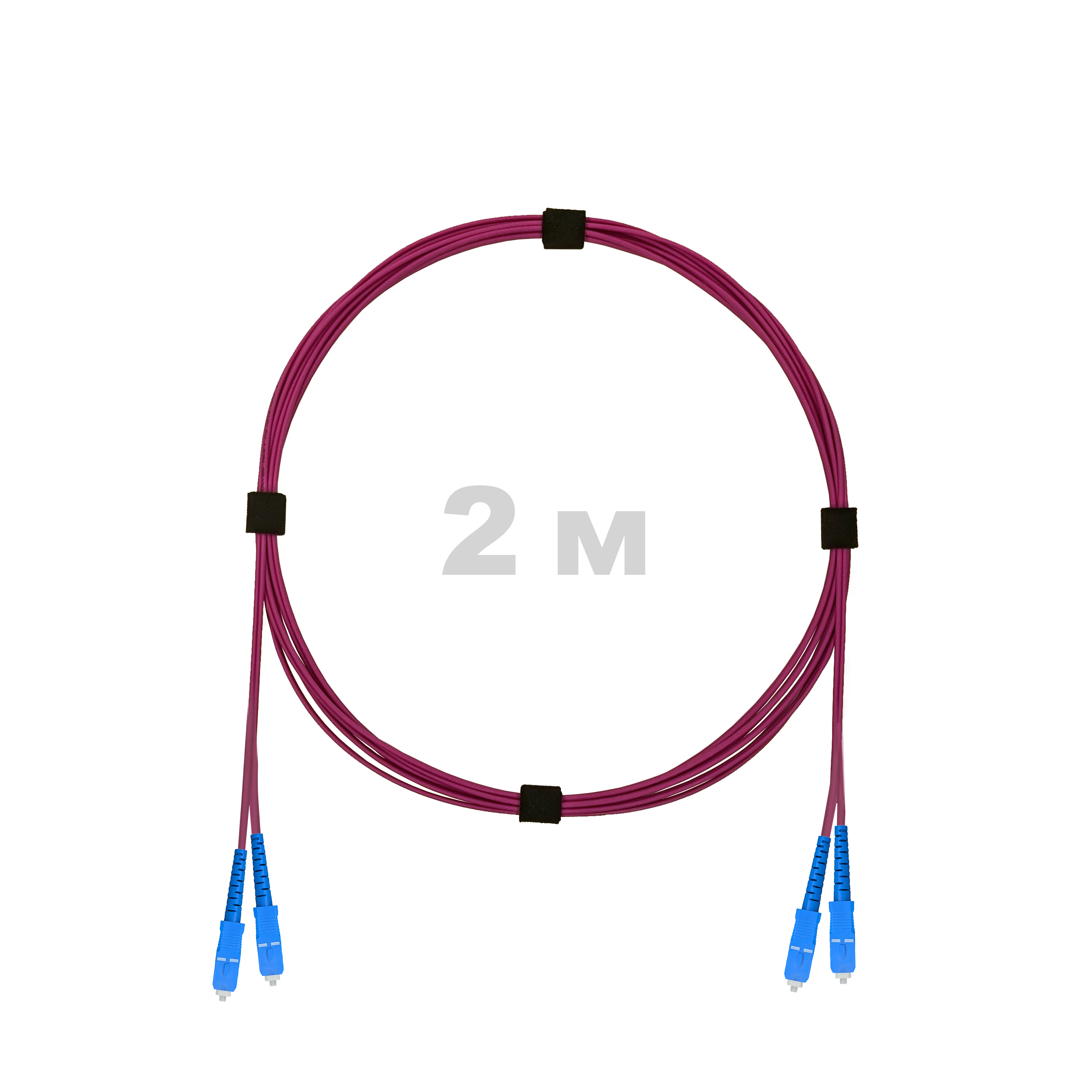 Патч-корд оптический армированный бронированный SC/UPC-SC/UPC MM (OM4) Duplex 2.0mm LSZH, 2 м.