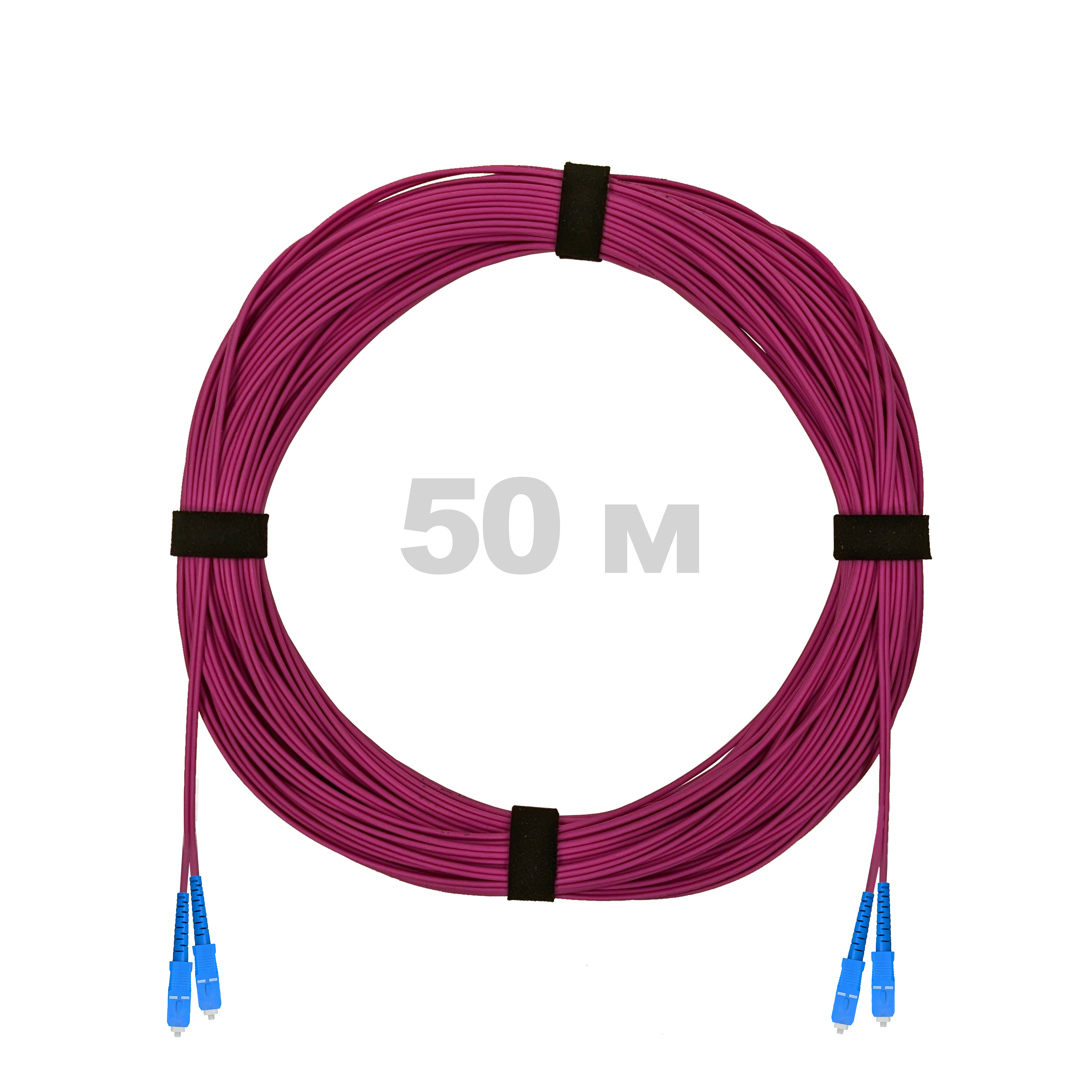 Патч-корд оптический SC/UPC-SC/UPC MM (OM4) 2mm duplex LSZH,  50 м.