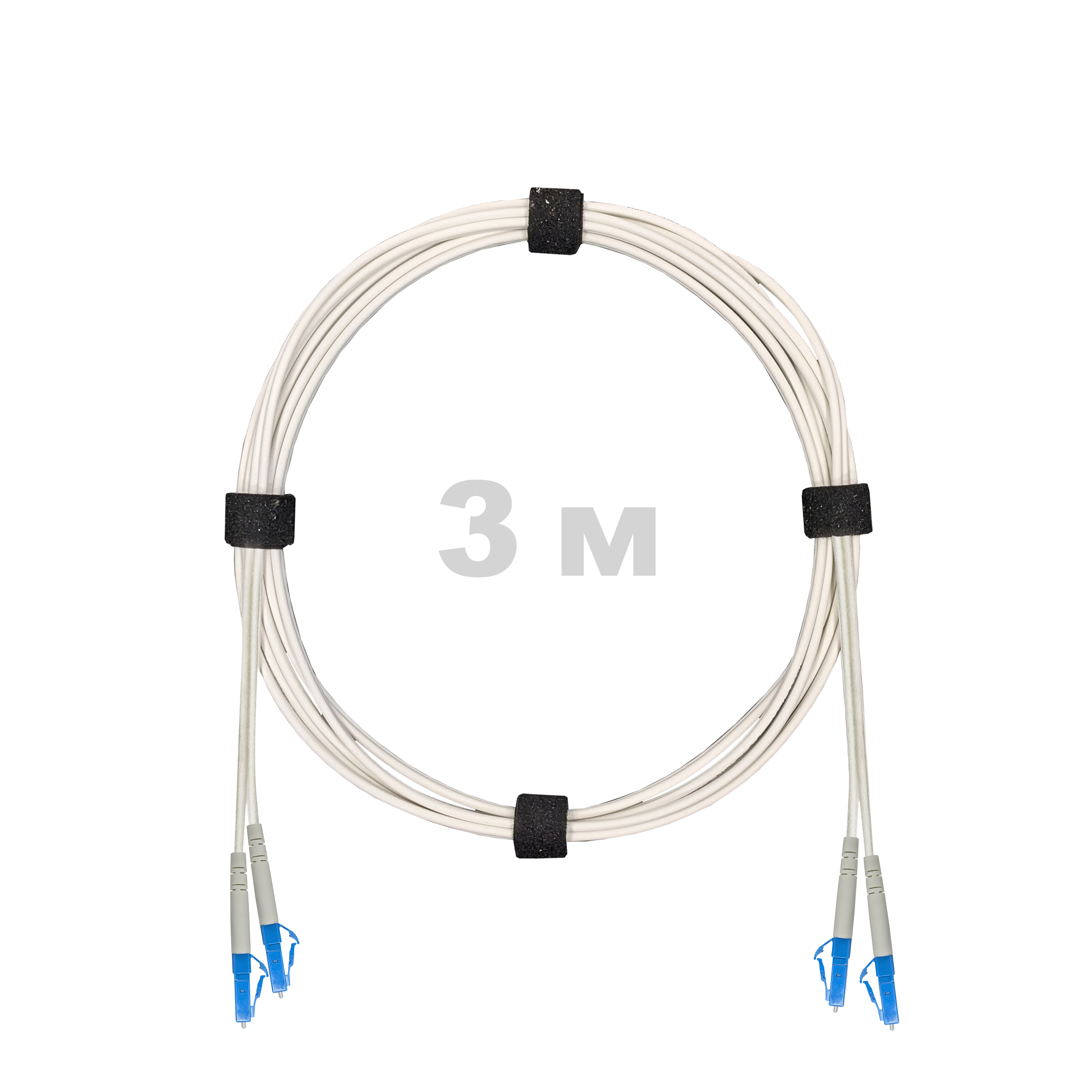 Патч-корд оптический армированный бронированный LC/UPC-LC/UPC SM (G.657A1) Duplex 2.0mm LSZH, ,белый, 3 м.