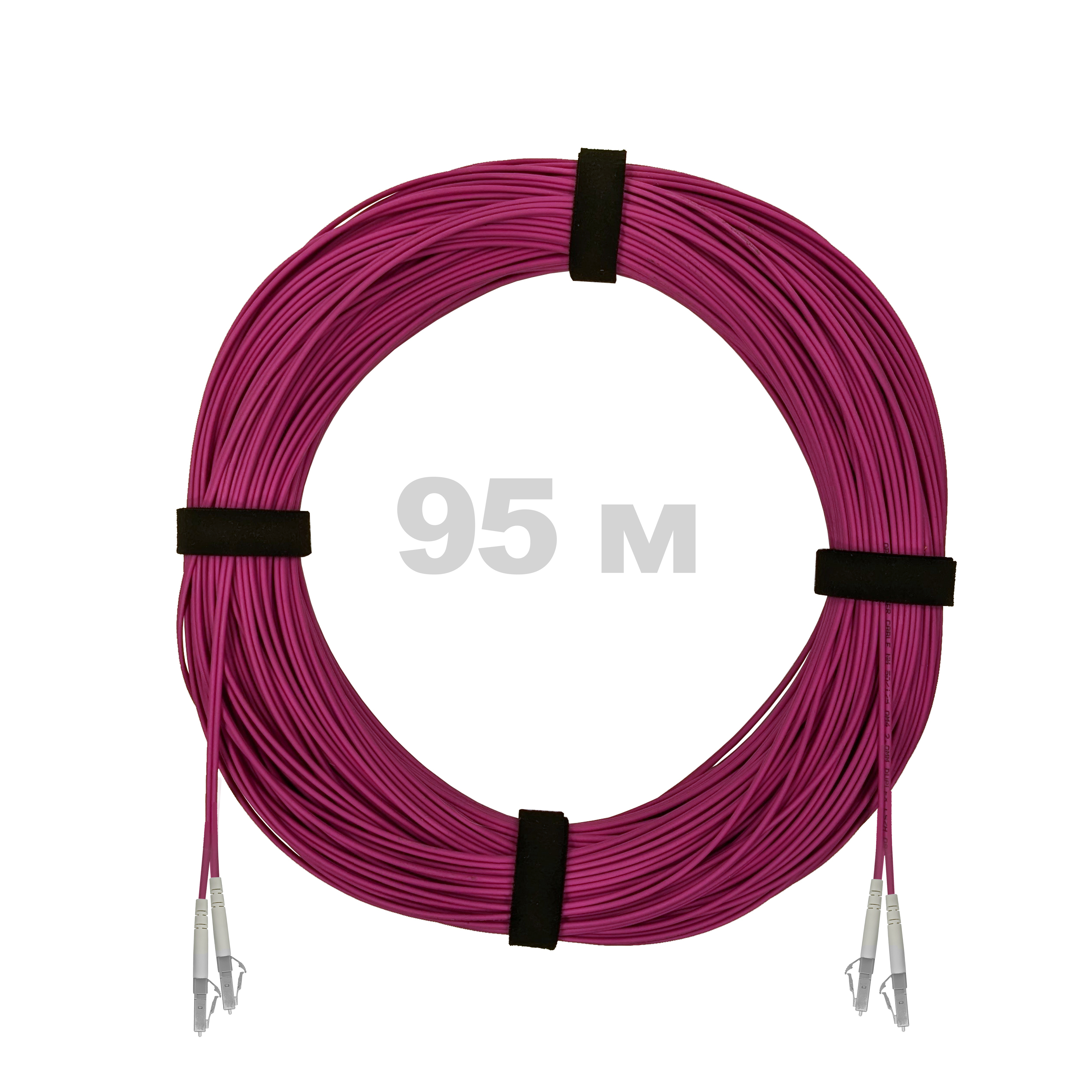 Патч-корд оптический LC/UPC-LC/UPC MM (OM4) 3mm duplex LSZH,  95 м.