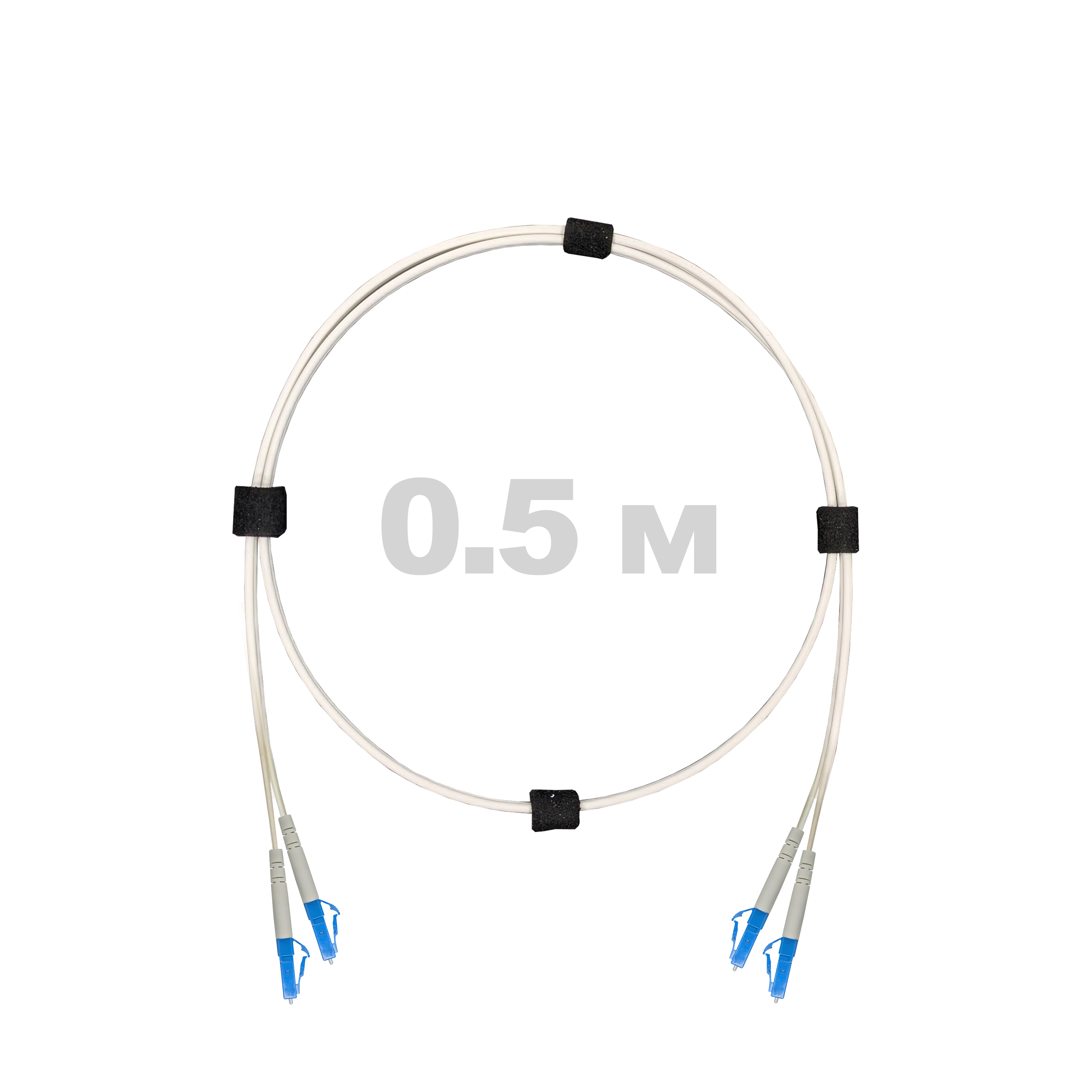 Патч-корд оптический армированный бронированный LC/UPC-LC/UPC SM (G.657A1) Duplex 2.0mm LSZH, ,белый, 0.5 м.
