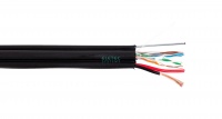 Кабель twisted pair UTP 4 пары с питанием (2x0,75мм² CCA) кат.5е наружный с тросом