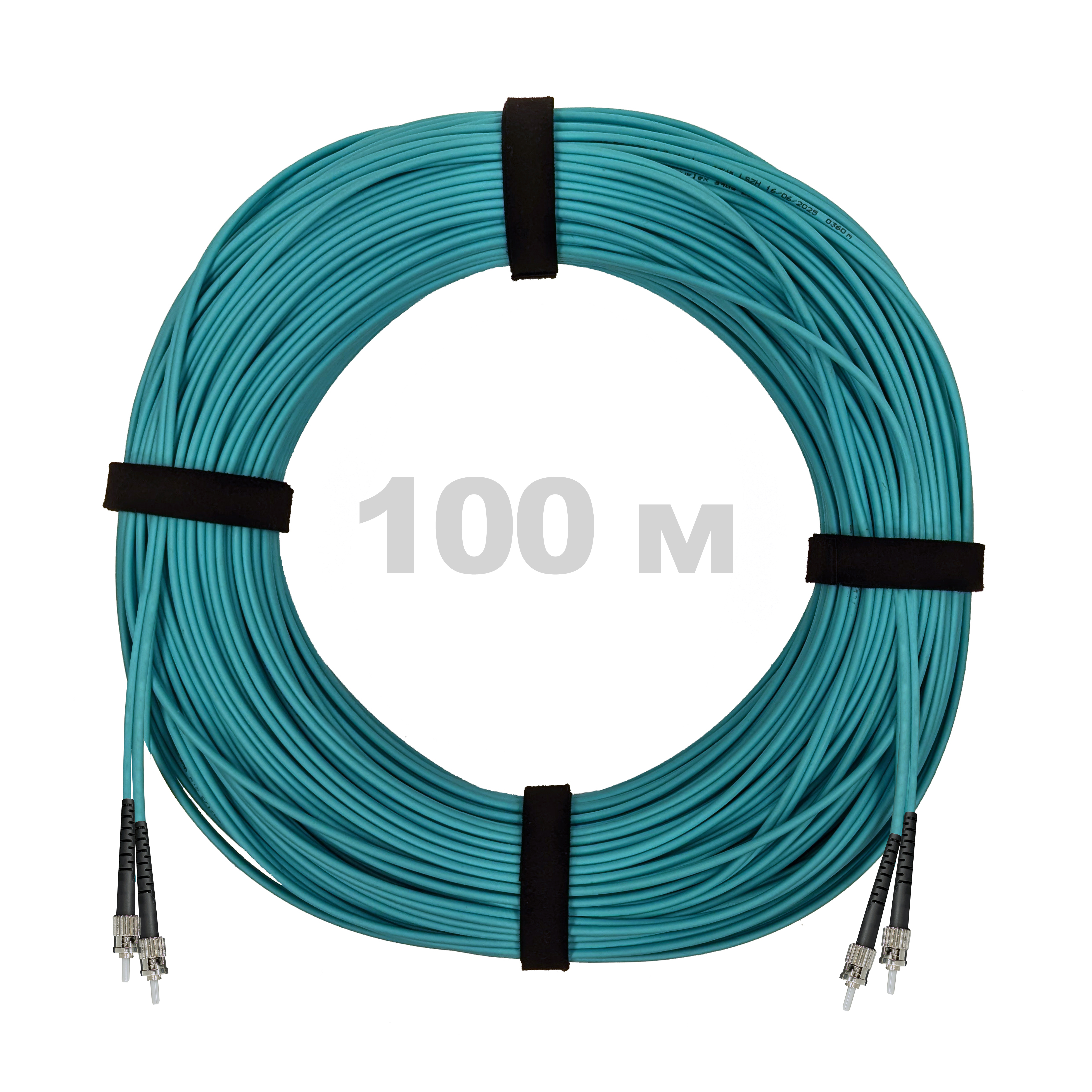 Патч-корд оптический ST/PC-ST/PC MM (OM3) 3mm duplex LSZH,  100 м.