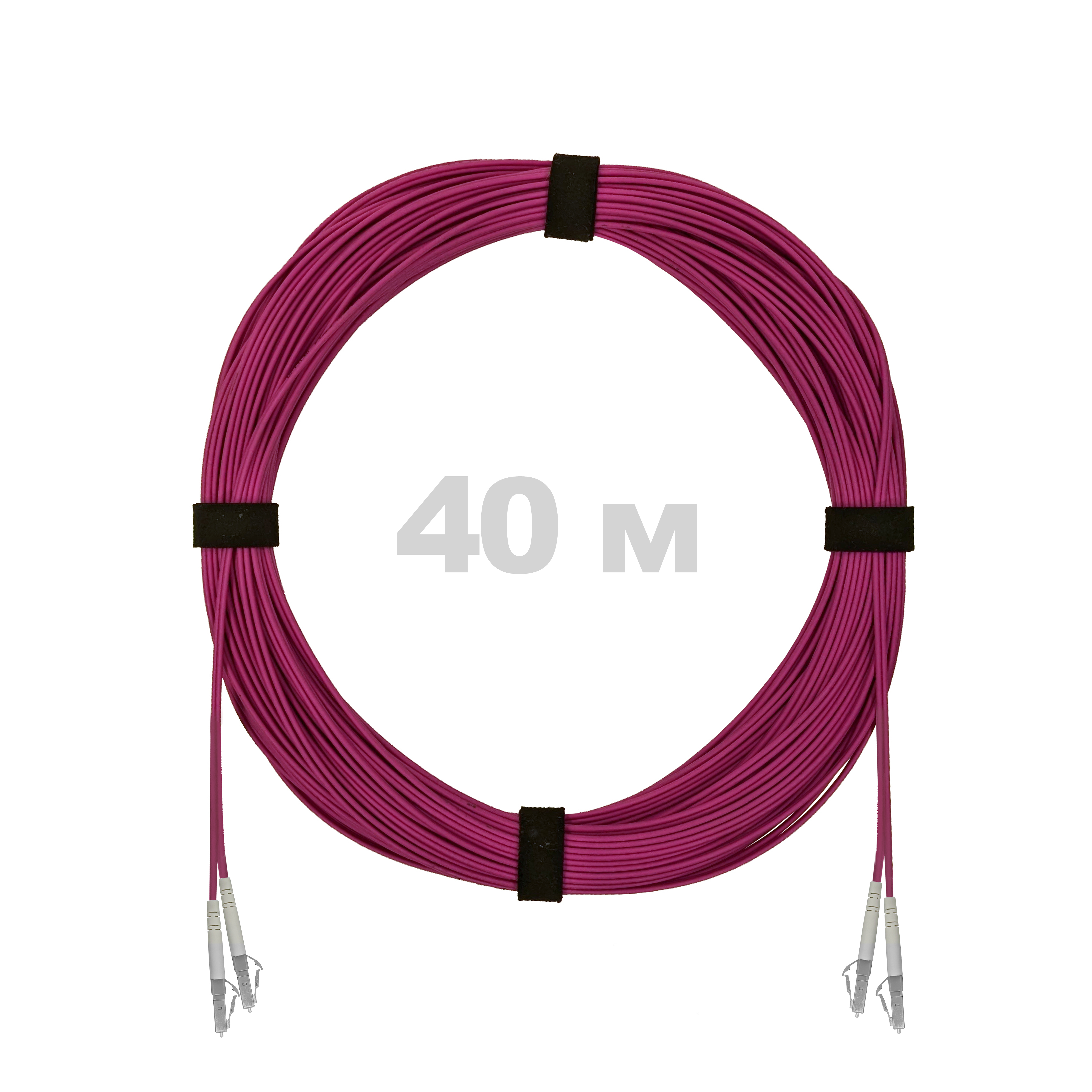 Патч-корд оптический LC/UPC-LC/UPC MM (OM4) 3mm duplex LSZH,  40 м.