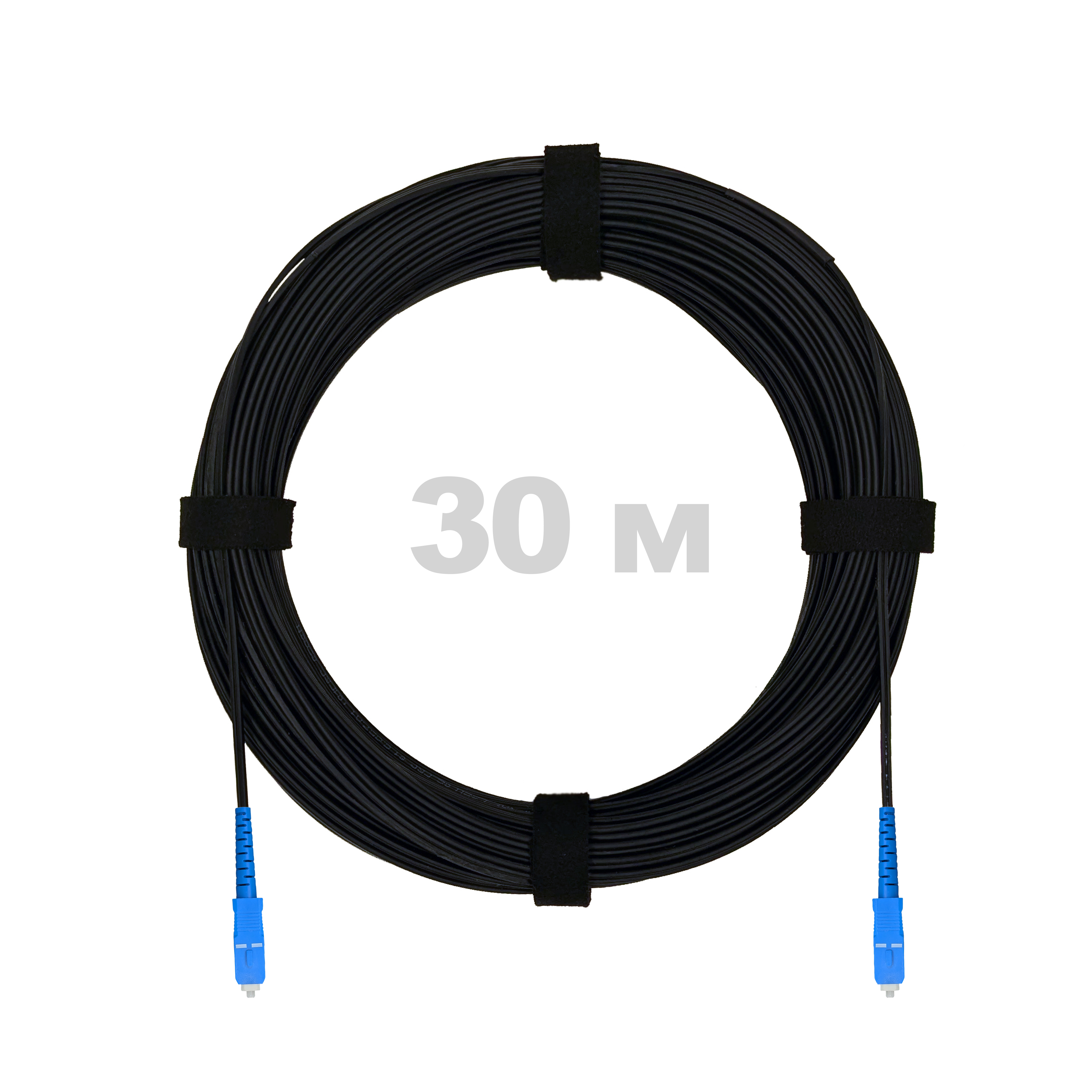 Патч-корд оптический FTTH с выносным силовым элементом, диэлектрик FRP, G.657, LSZH, 2 SC/UPC, чёрный 30 м