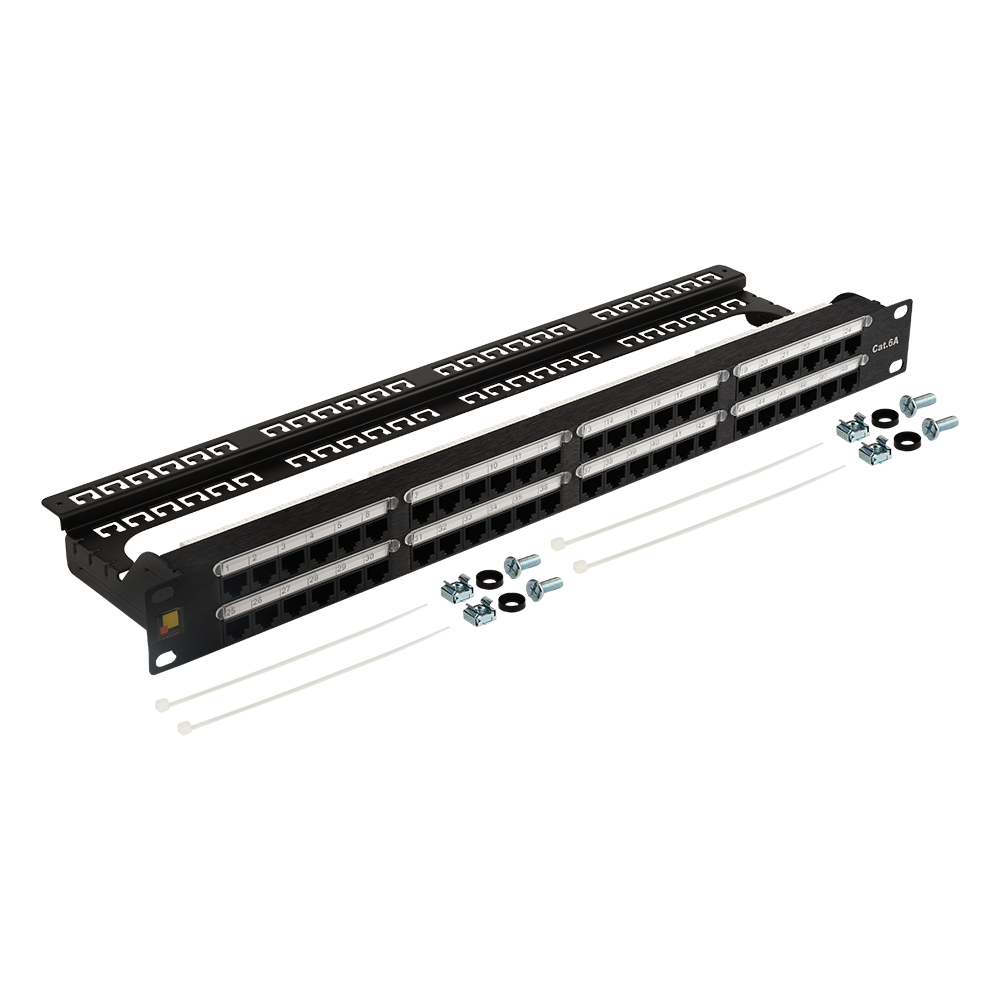 Патч-панель 19" высокой плотности, 48 портов RJ45, неэкранированная, кат.6A, 1U