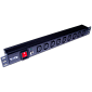 Блок розеток 19", 1-фазный с выключателем, 10A / 250V, 9xC13, без шнура питания, разъем C14
