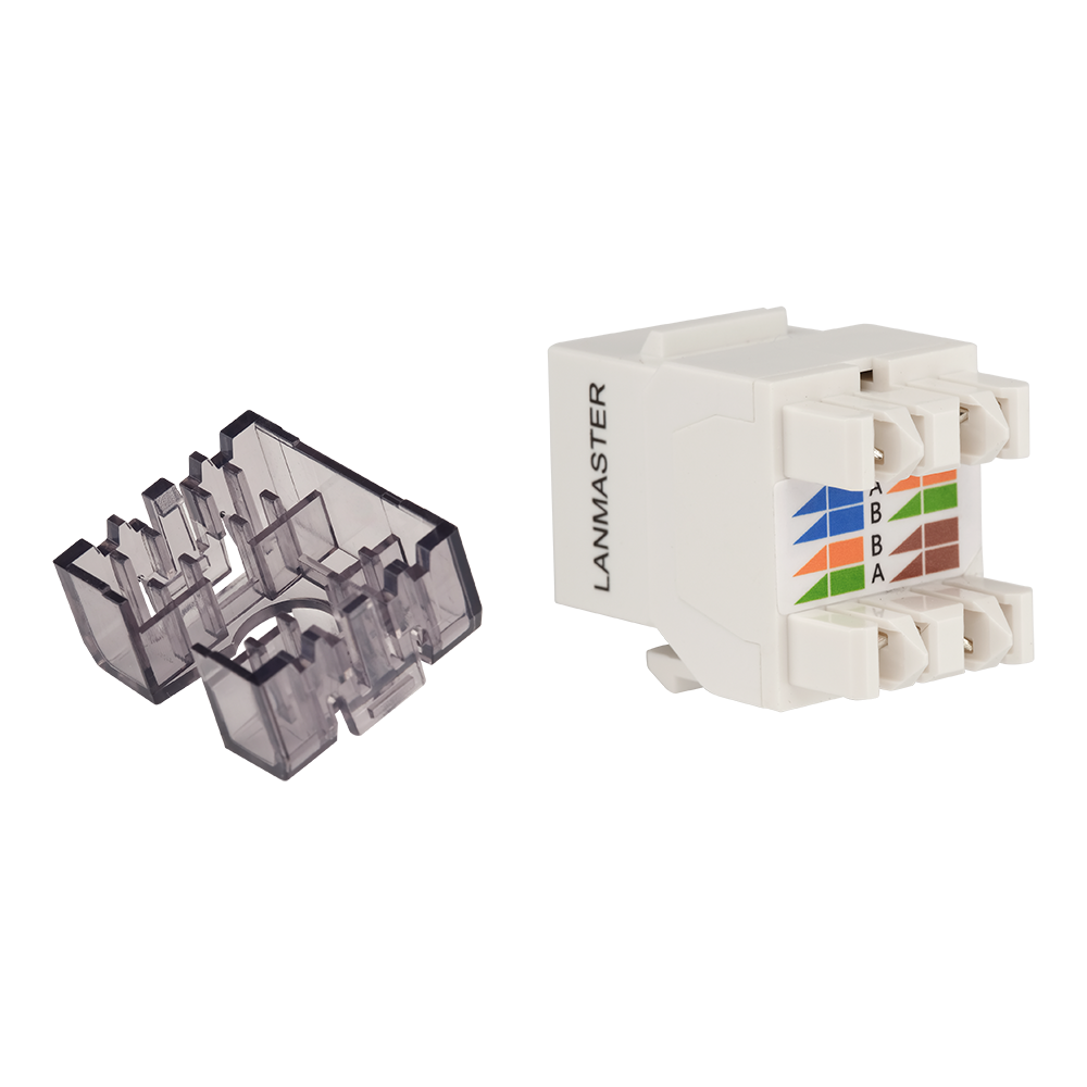 Модуль Keystone, RJ45, неэкранированный, кат.6A, со встроенной шторкой, 180 градусов, черный__