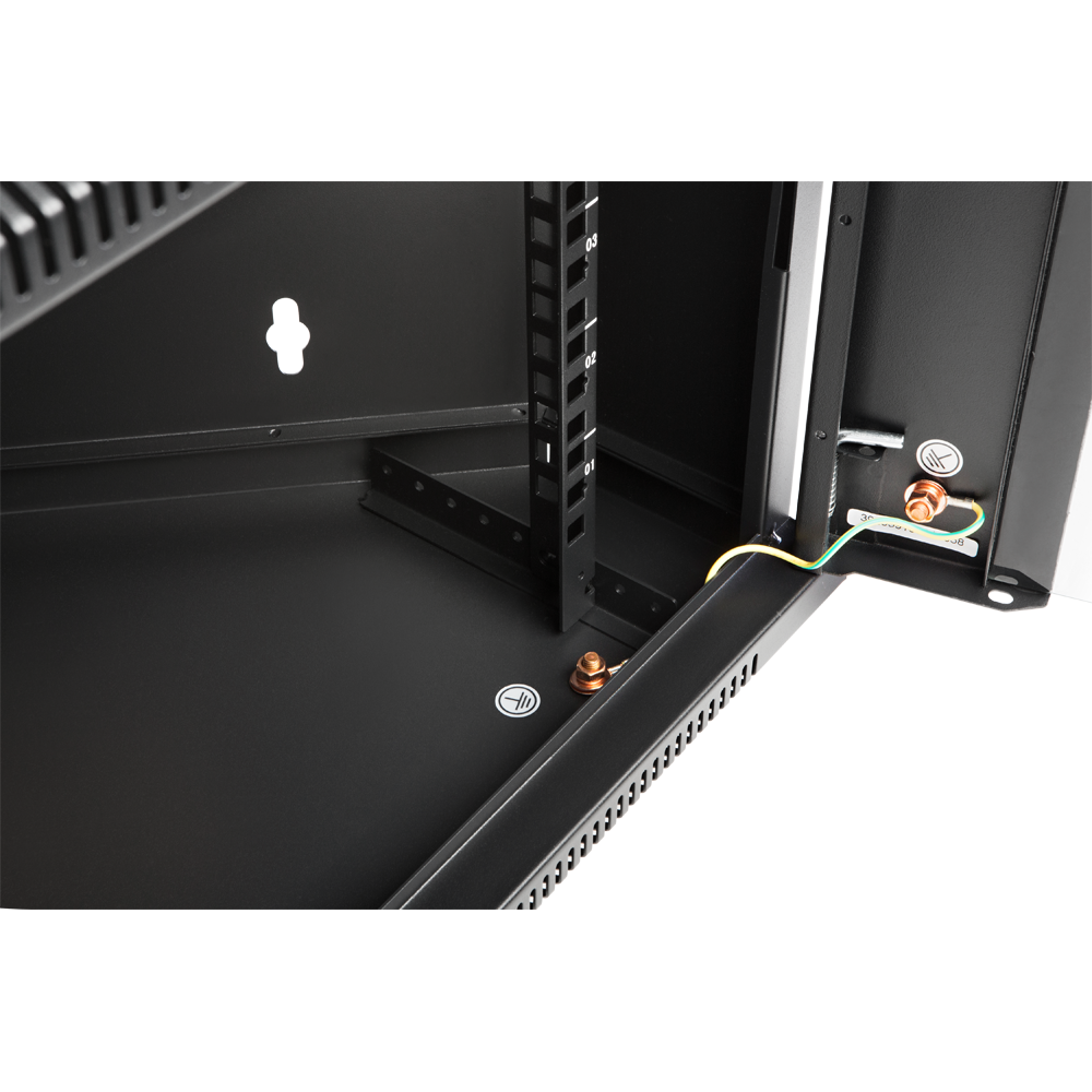 Шкаф настенный угловой, 4U 530x430, стеклянная дверь, черный__