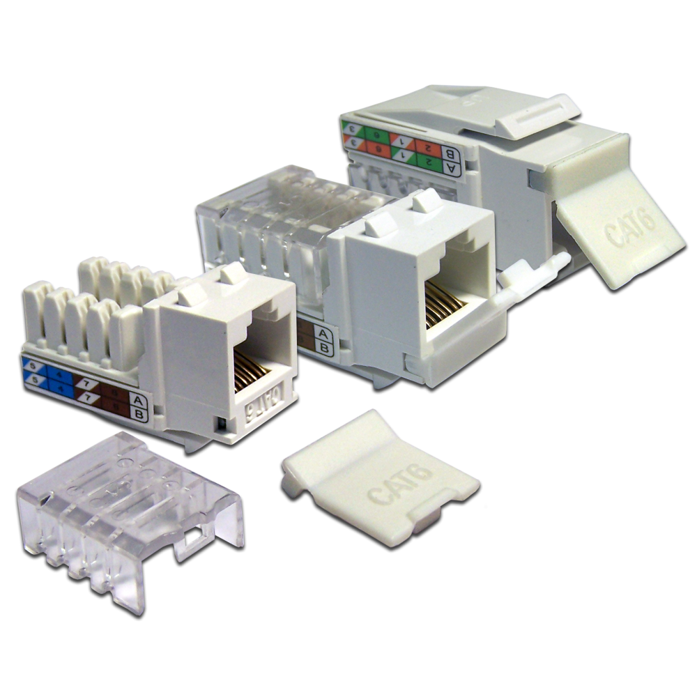 Модуль Keystone, RJ45, кат.6, UTP, 90 градусов,  со шторкой, белый