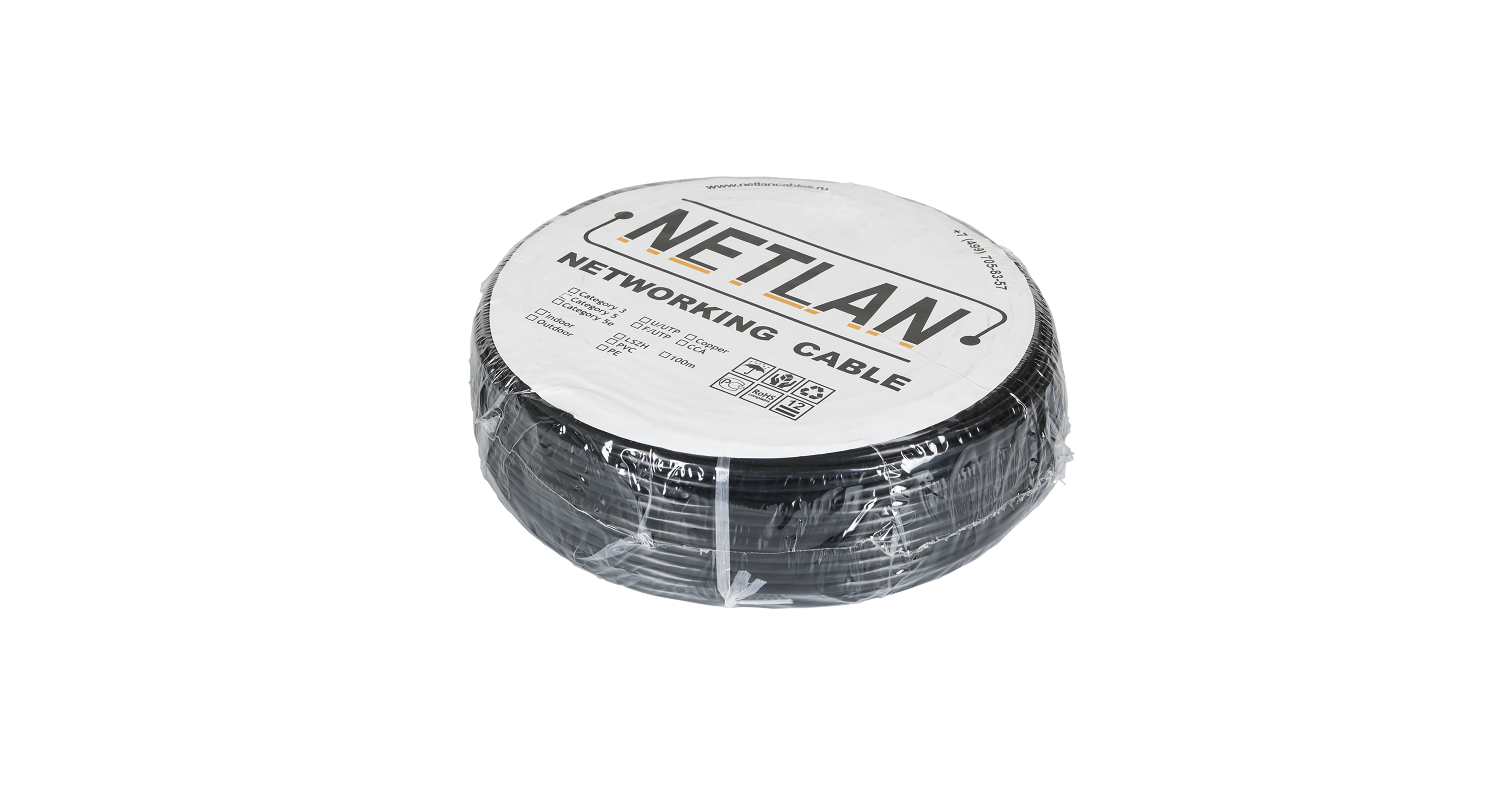 Кабель U/UTP 4 пары, Кат.5е, медный, внешний, PE, черный, 100м/305м__