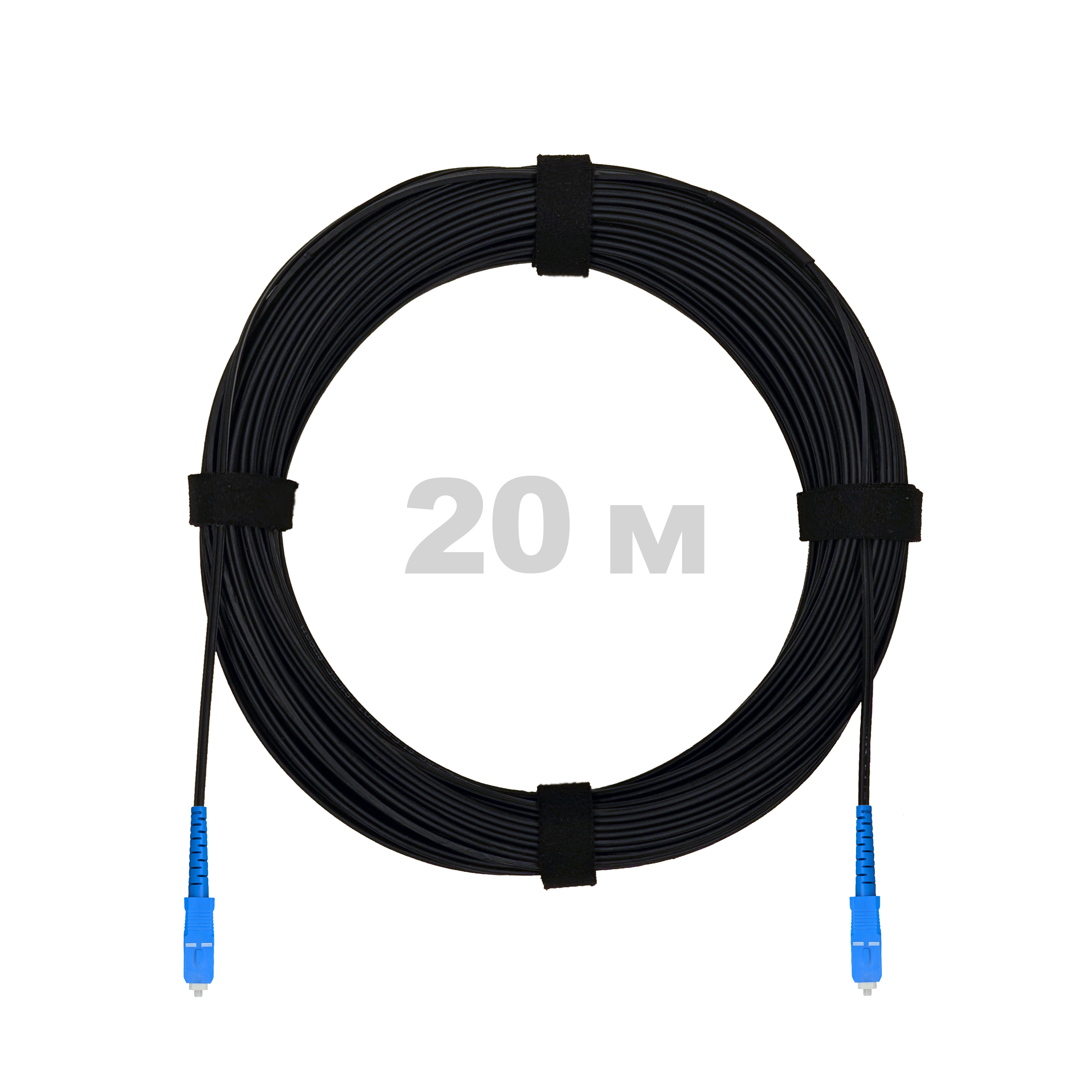 Патч-корд оптический FTTH с выносным силовым элементом, диэлектрик FRP, G.657, LSZH, 2 SC/UPC, чёрный, 20 м