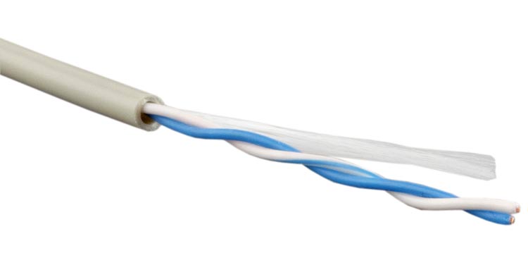 Кабель UUTP1-C5-P24-IN-PVC-GY-500 Twisted Pair UTP монтажный 1 пара внутренний Hyperline Cat.5  24 AWG многожильный