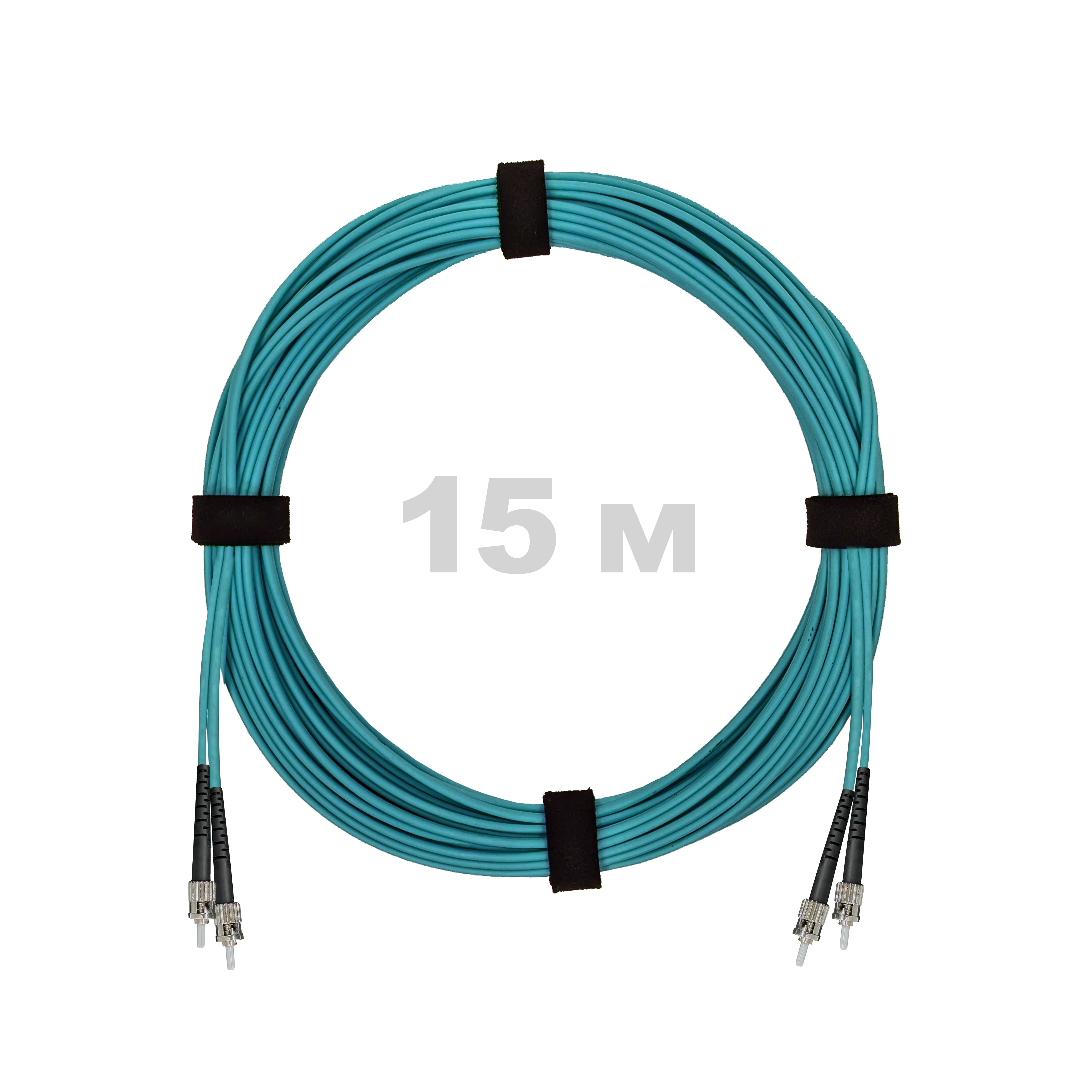 Патч-корд оптический ST/PC-ST/PC MM (OM3) 2mm duplex LSZH,  15 м.