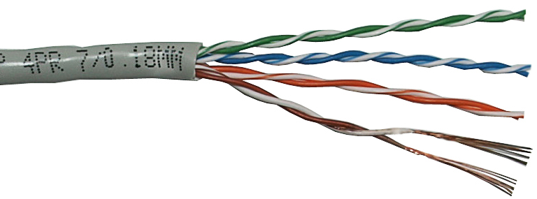 Кабель TWT-5EUTP-PT-GY UTP патч-кордовый, 4 пары, Кат. 5e, серый, 305м в кат., TWT