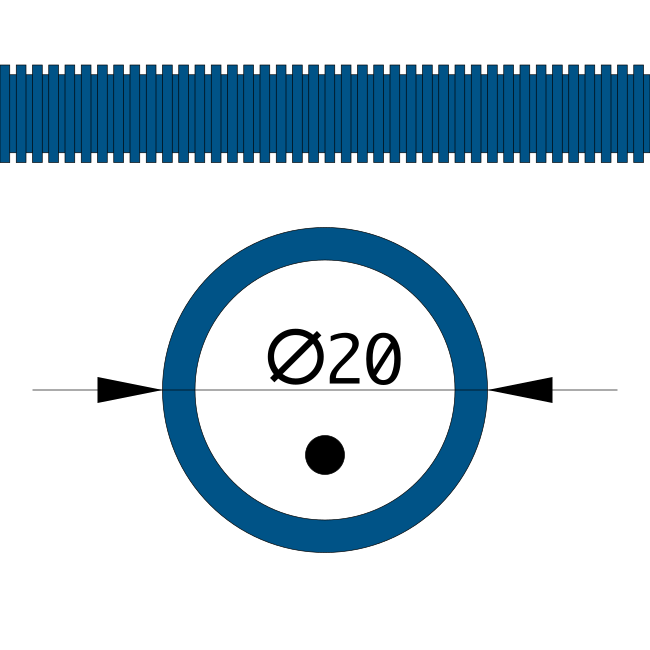 Гофра ПП для кабеля тяжёлая 750 Н не распространяющая горение с/з синяя д20 (100м/4800м/ уп/пал)