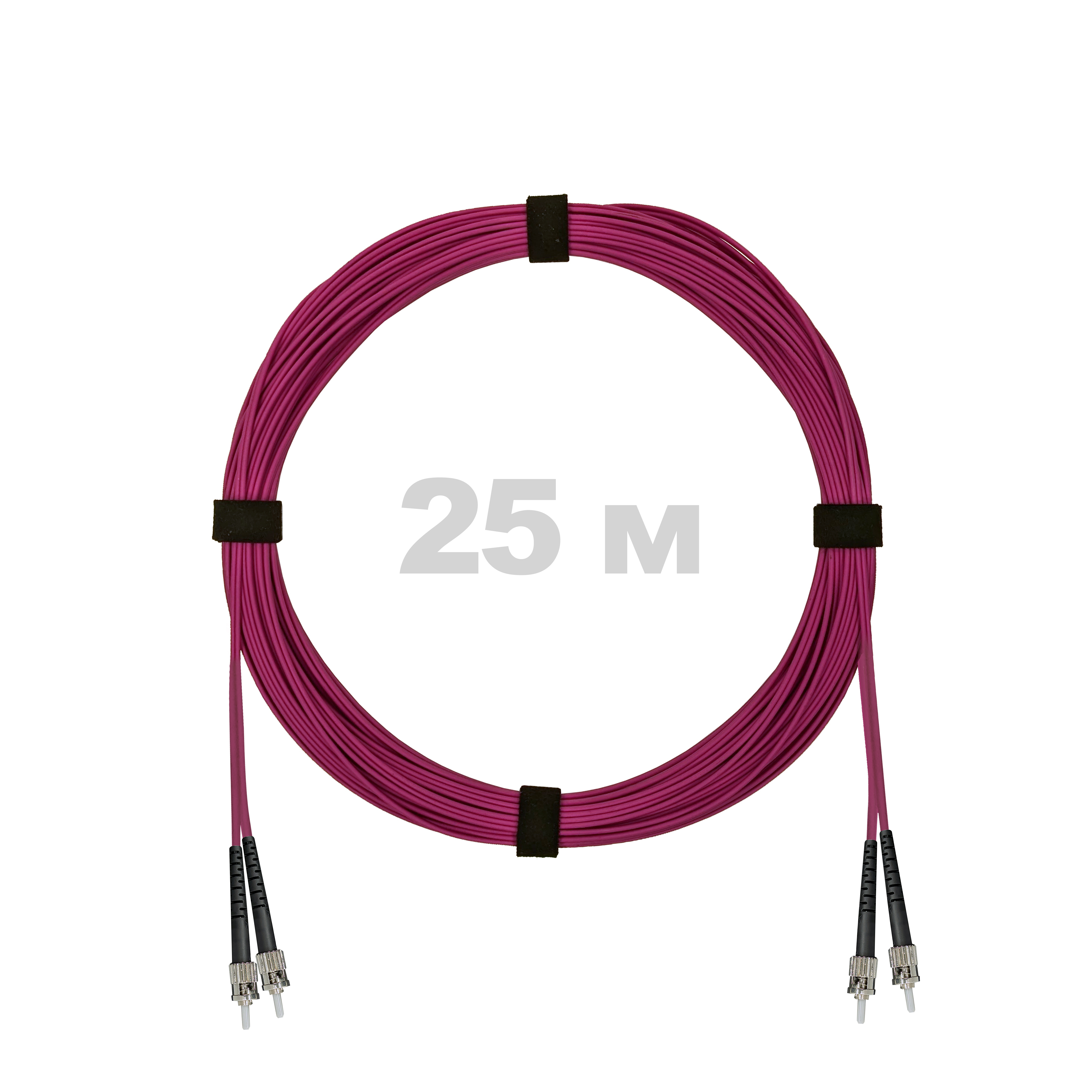 Патч-корд оптический ST/PC-ST/PC MM (OM4) 2mm duplex LSZH,  25 м.