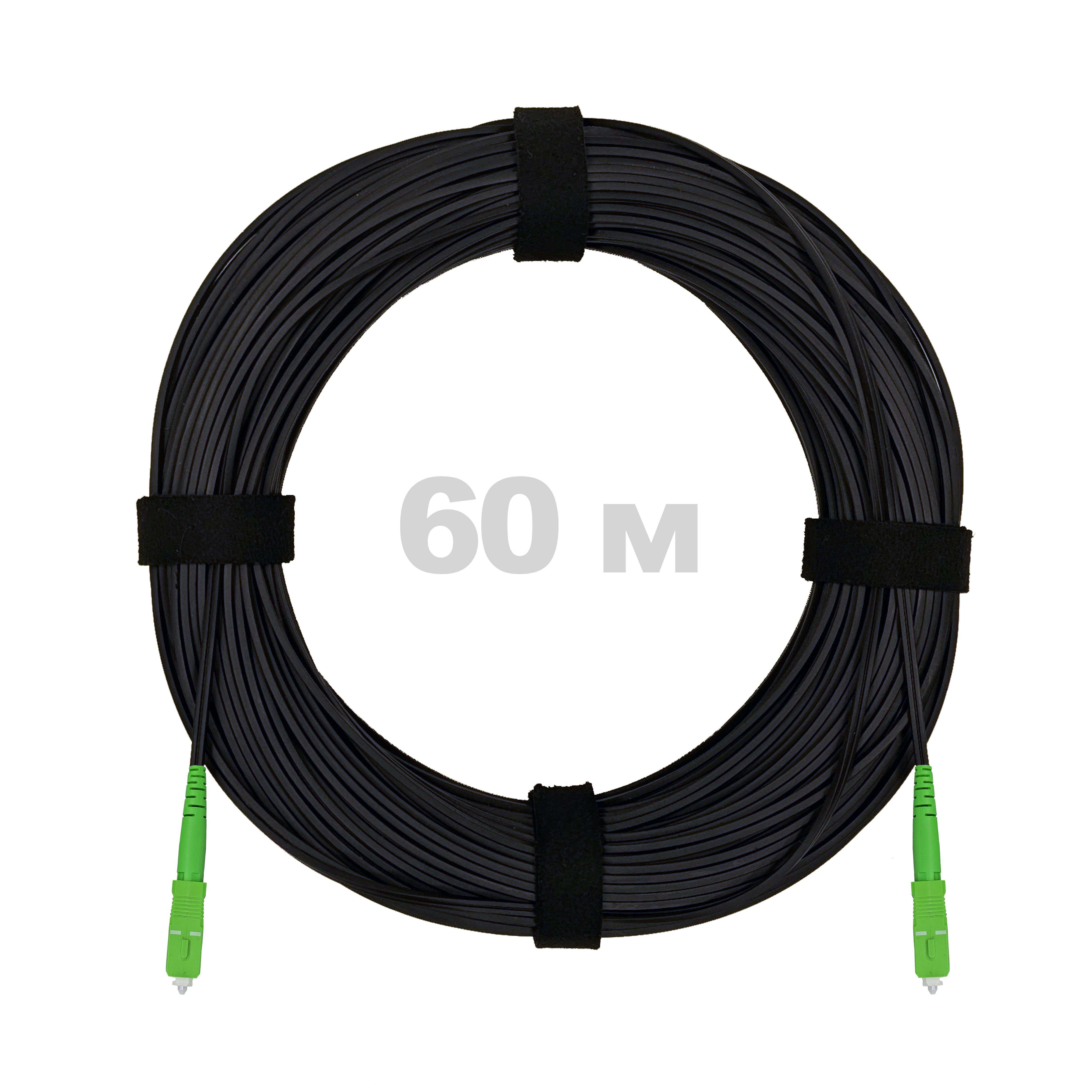 Патч-корд оптический FTTH диэлектрик FRP, G.657 LSZH 2SC/APC, черный 60 м.