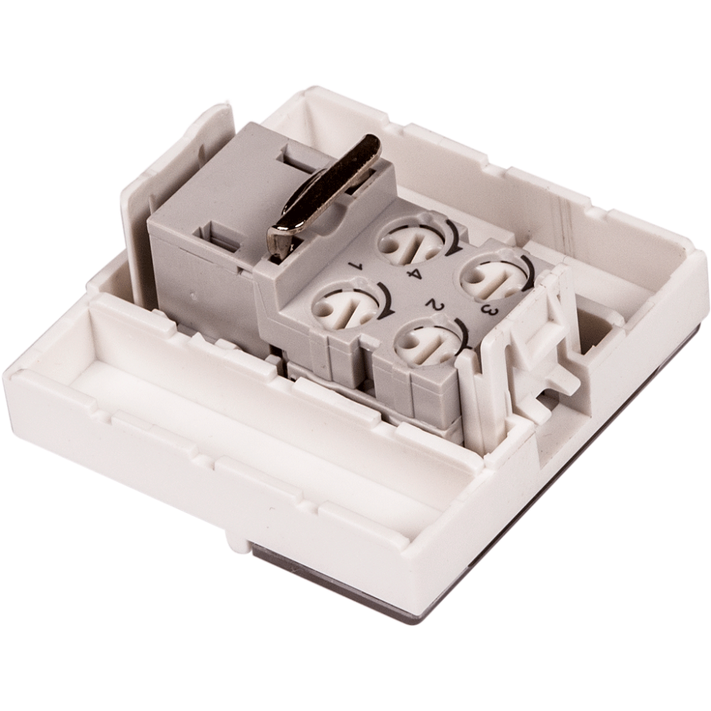 Вставка Mosaic 45x45, RJ-11, со шторкой и увеличенным окном маркировки, белая__