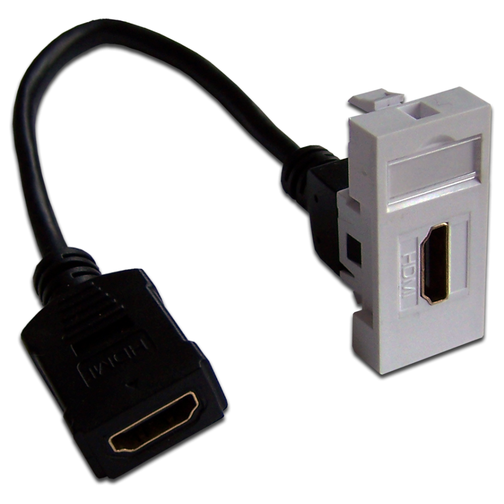 Вставка Mosaic 22.5x45 с адаптером HDMI с удлинителем, мама-мама, белая