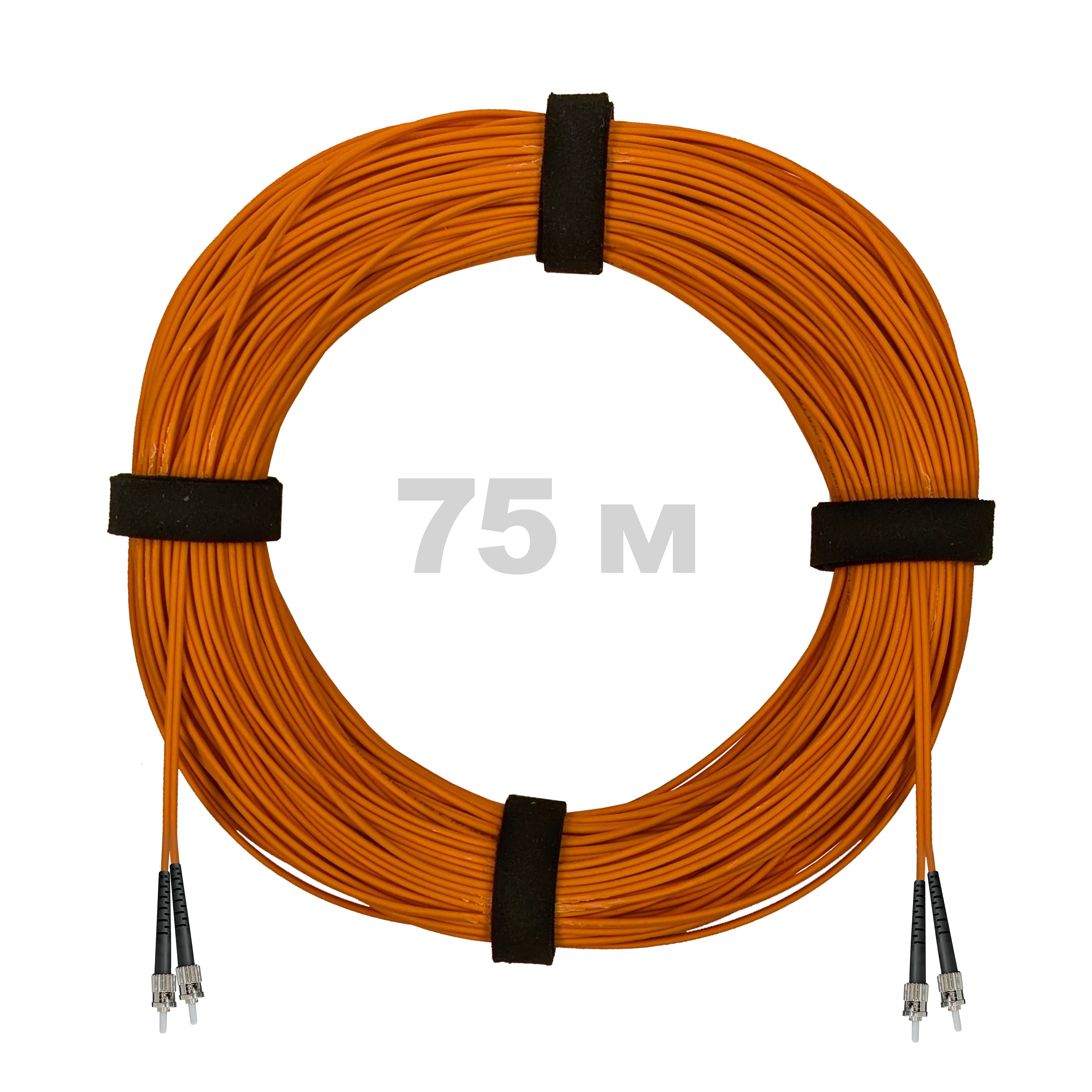 Патч-корд оптический ST/PC-ST/PC MM (OM2) 3mm duplex LSZH,  75 м.