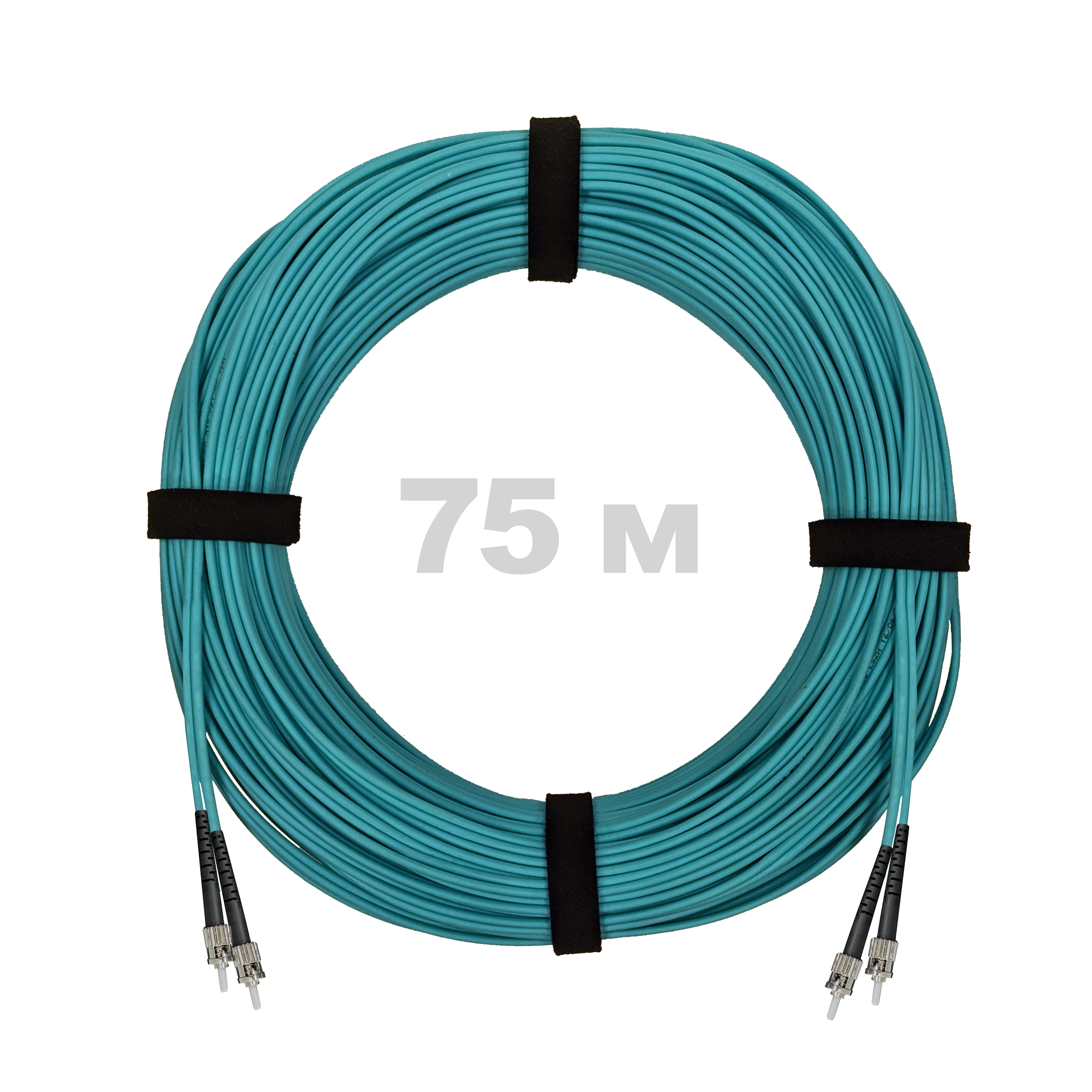 Патч-корд оптический ST/PC-ST/PC MM (OM3) 3mm duplex LSZH,  75 м.