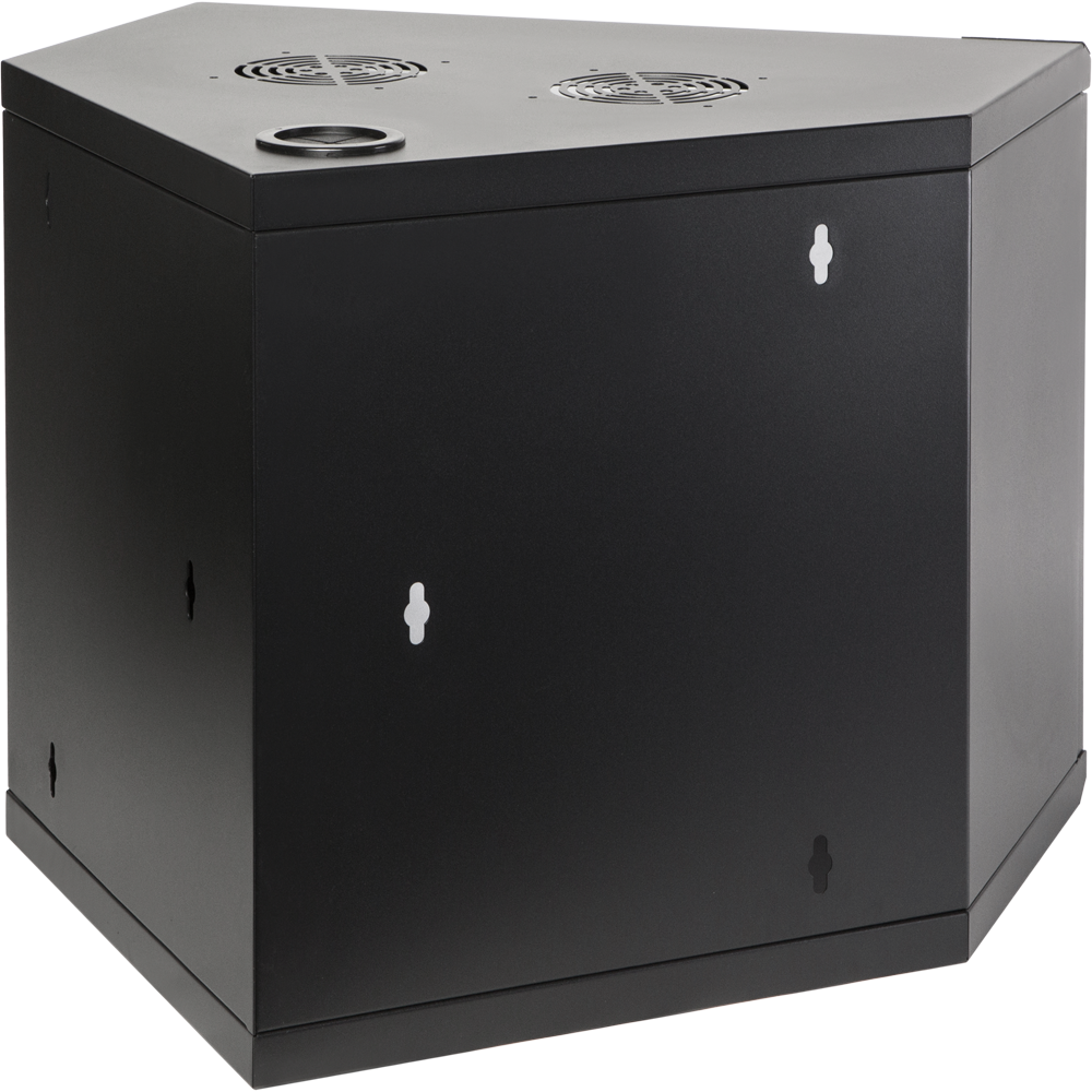 Шкаф настенный угловой, 4U 600x600, стеклянная дверь, черный__