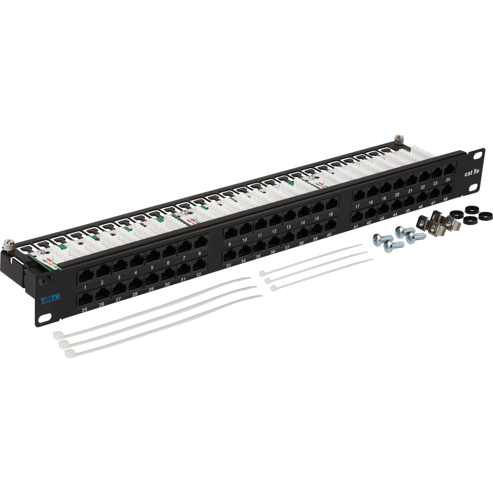 Патч-панель TWT 48 портов, UTP, кат.5E, 1U