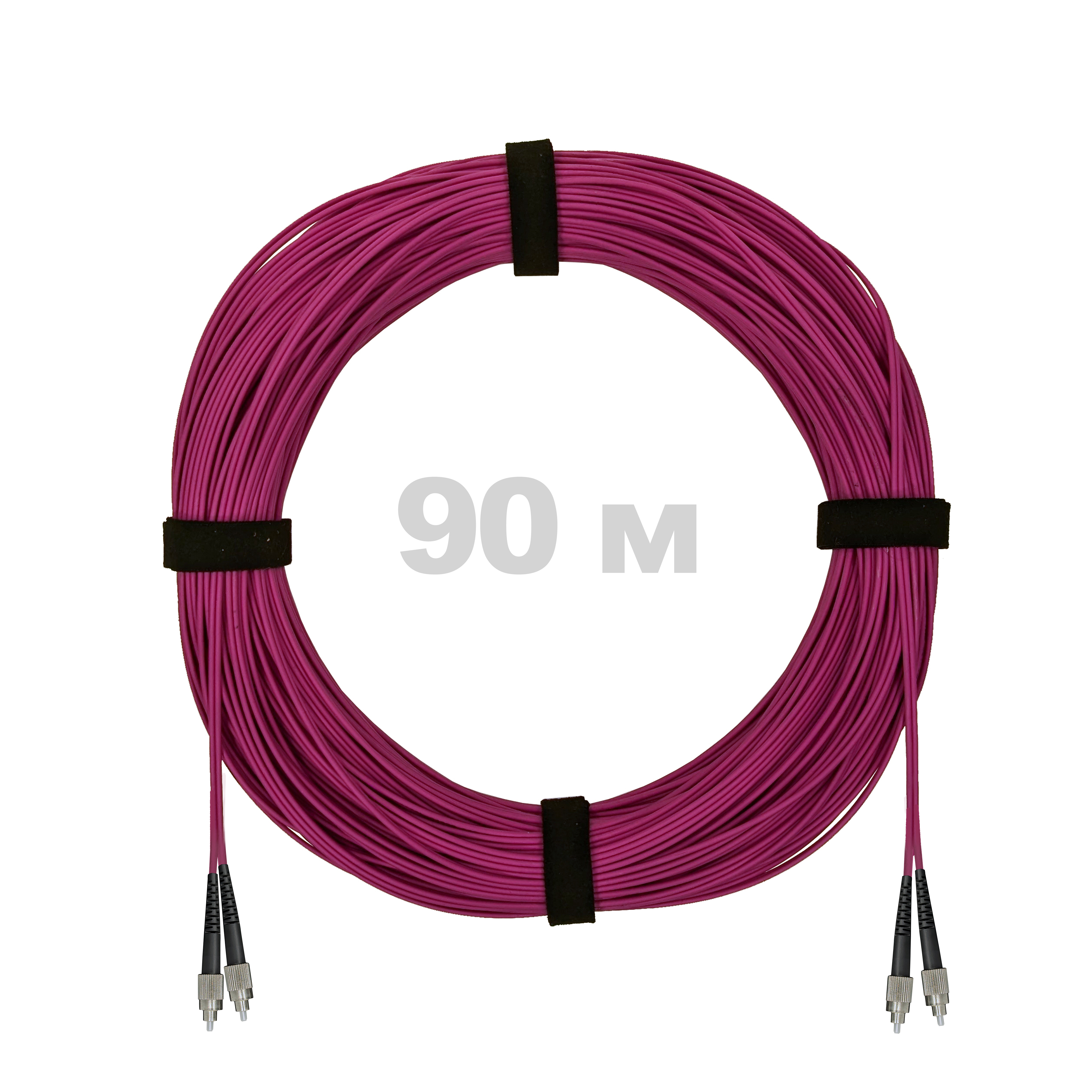 Патч-корд оптический FC/UPC-FC/UPC MM (OM4) 3mm duplex LSZH,  90 м.