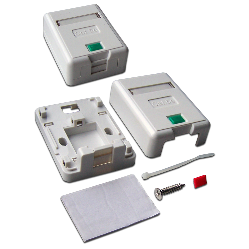 Коробка настенная на 1 кейстоун, с защитной шторкой, белая