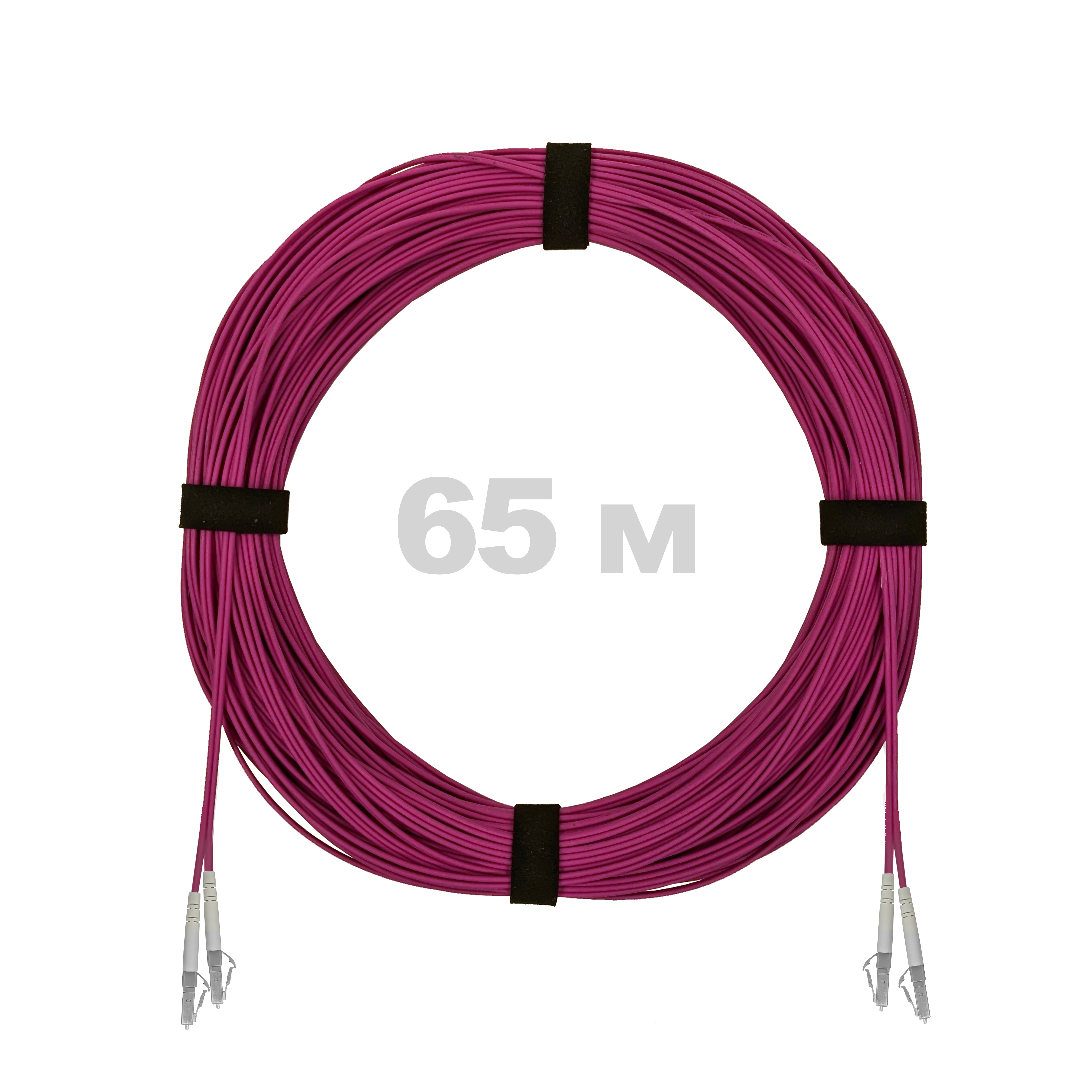 Патч-корд оптический LC/UPC-LC/UPC MM (OM4) 3mm duplex LSZH,  65 м.